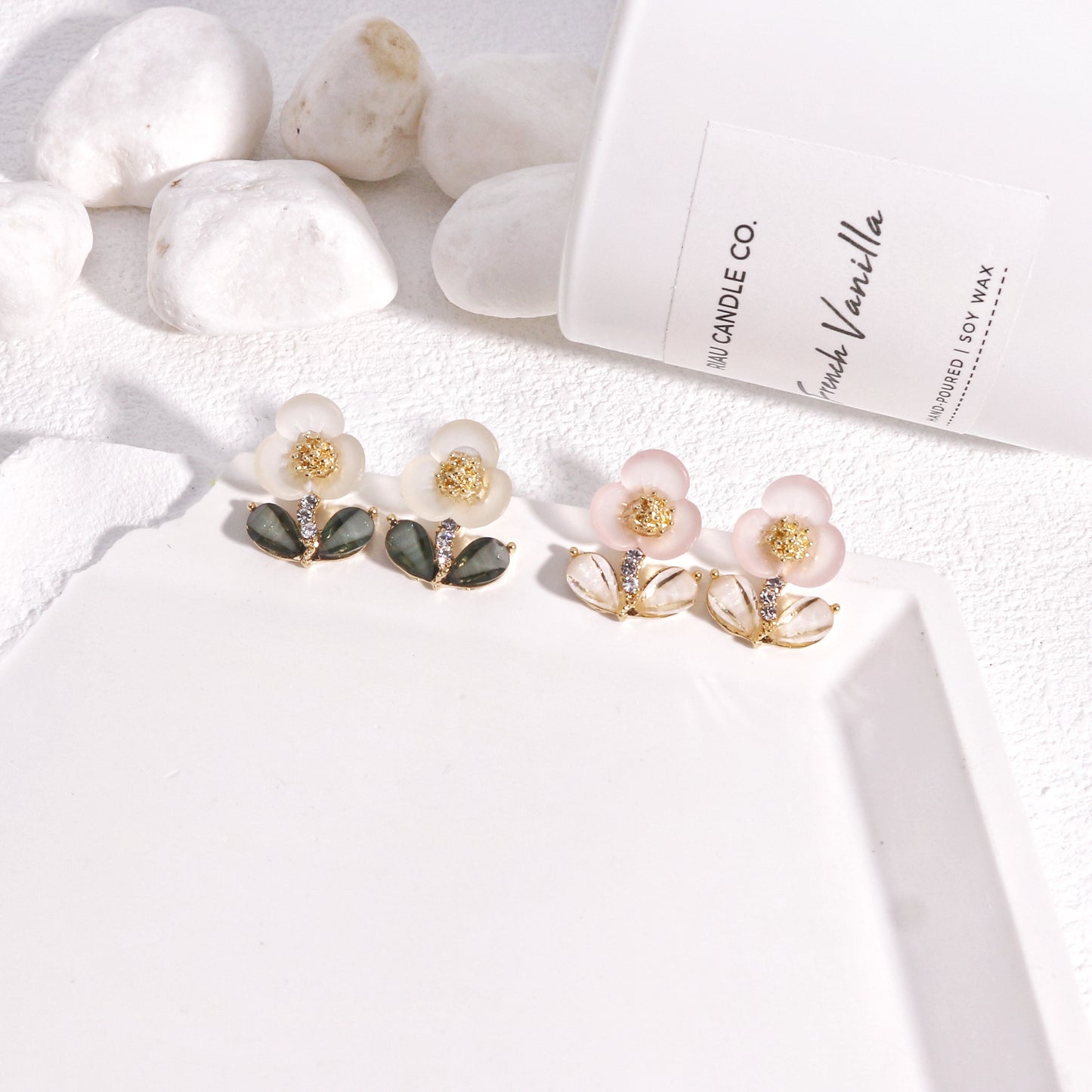 Mirren Dainty Flower Crystal Stud Earrings