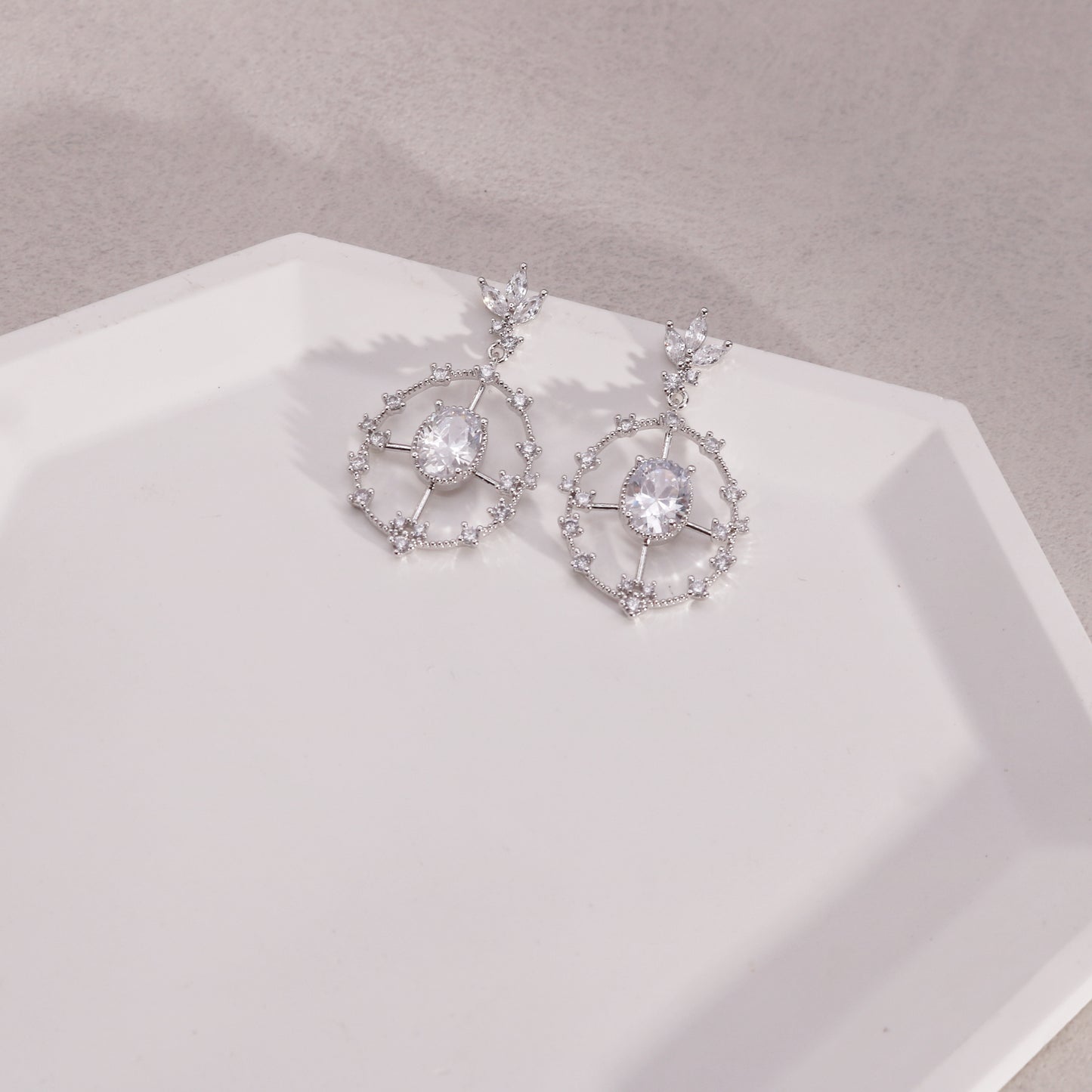 Alessia Casual CZ Filigree Drop Earrings