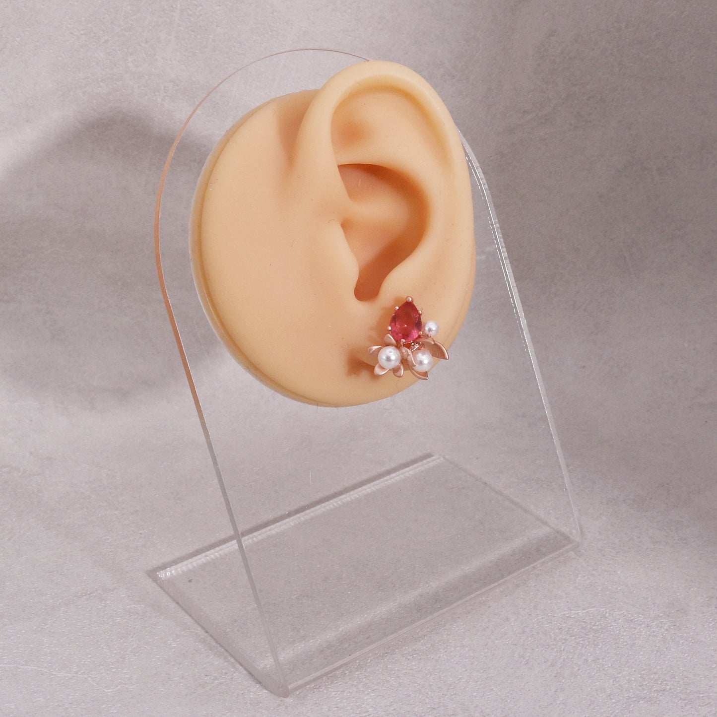 Solandis Elegant Pear Crystal Floral Stud Earrings