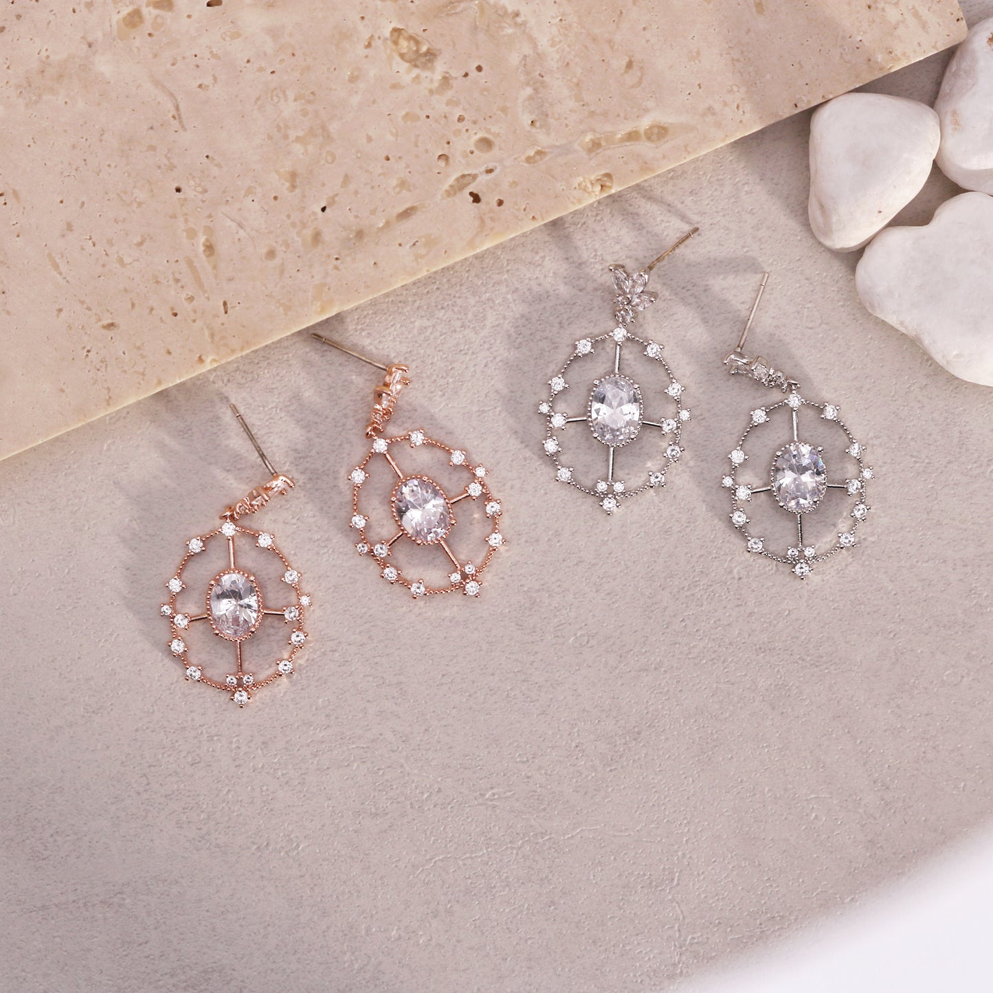 Alessia Casual CZ Filigree Drop Earrings