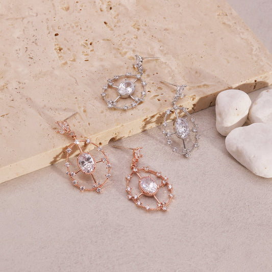 Alessia Casual CZ Filigree Drop Earrings