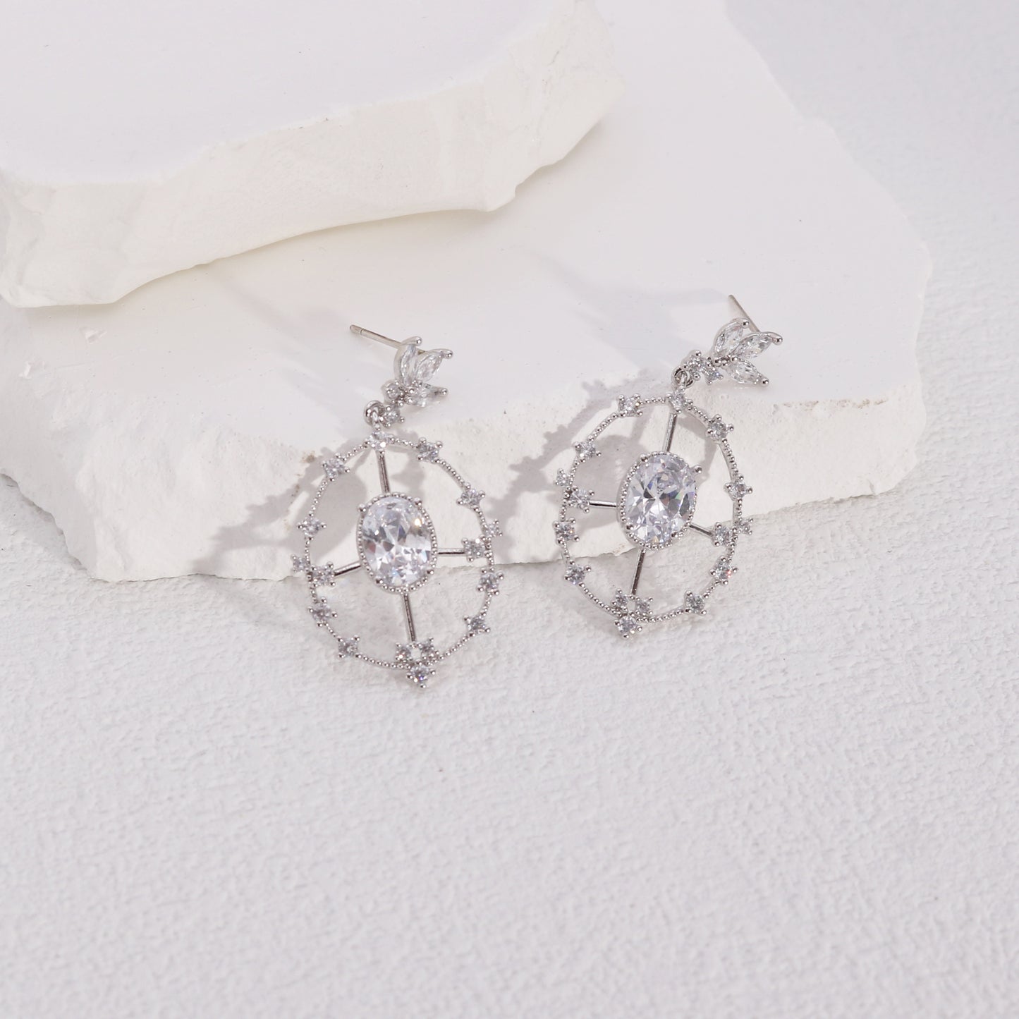 Alessia Casual CZ Filigree Drop Earrings