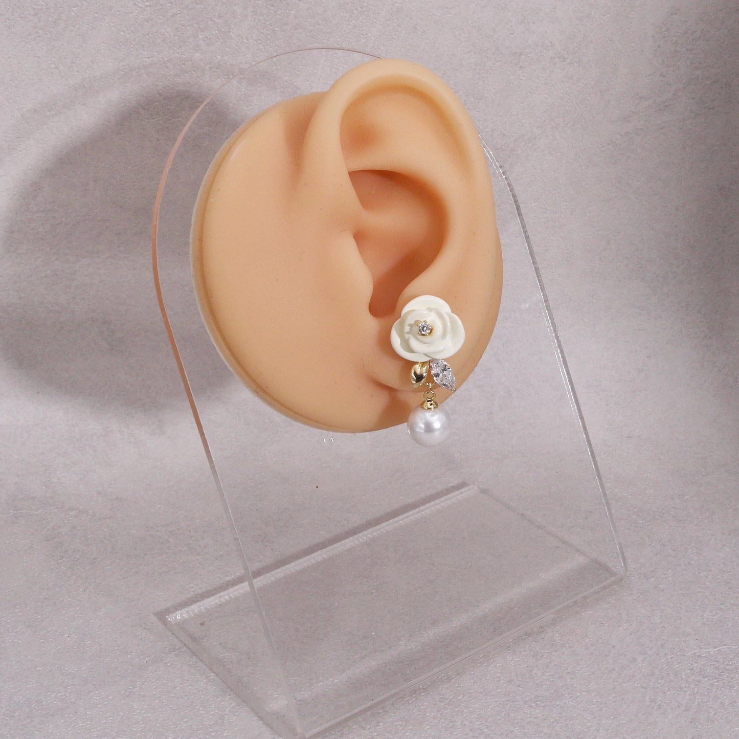 Zeona Ceramic Floral Pearl Drop Earrings
