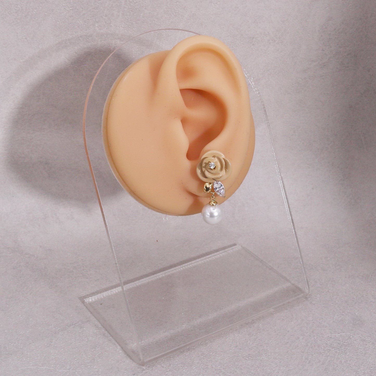 Zeona Ceramic Floral Pearl Drop Earrings