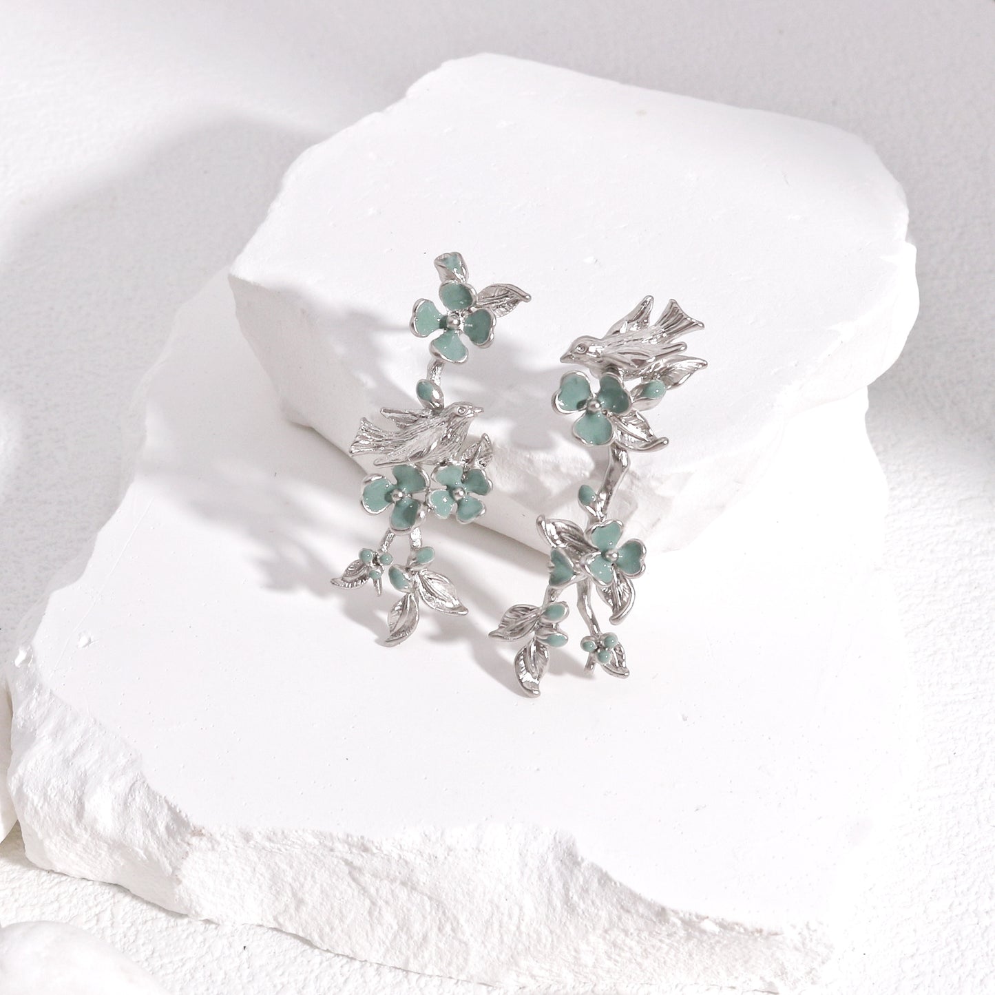 Natalie Floral Dove Garden Dangle Earrings