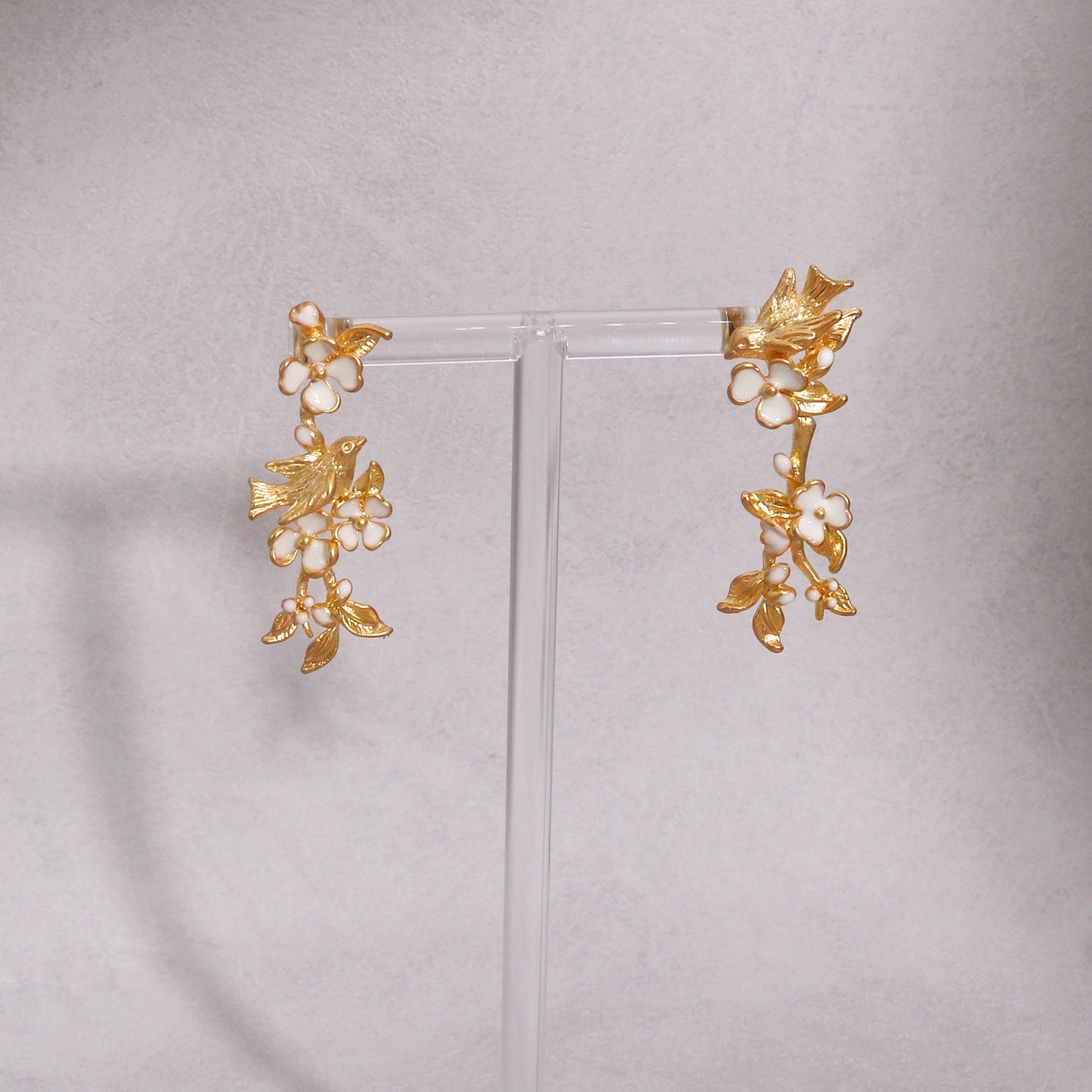 Natalie Floral Dove Garden Dangle Earrings