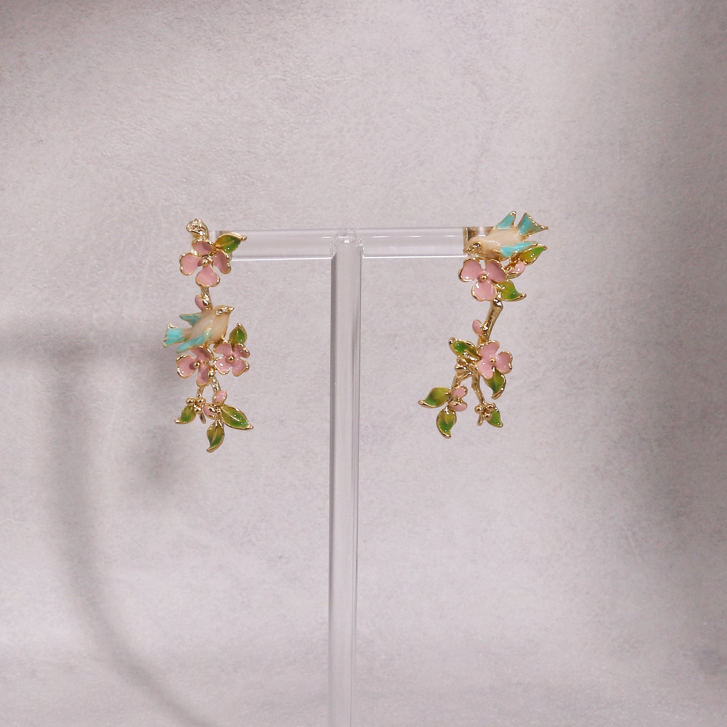 Natalie Floral Garden and Dove Unique Drop Earrings