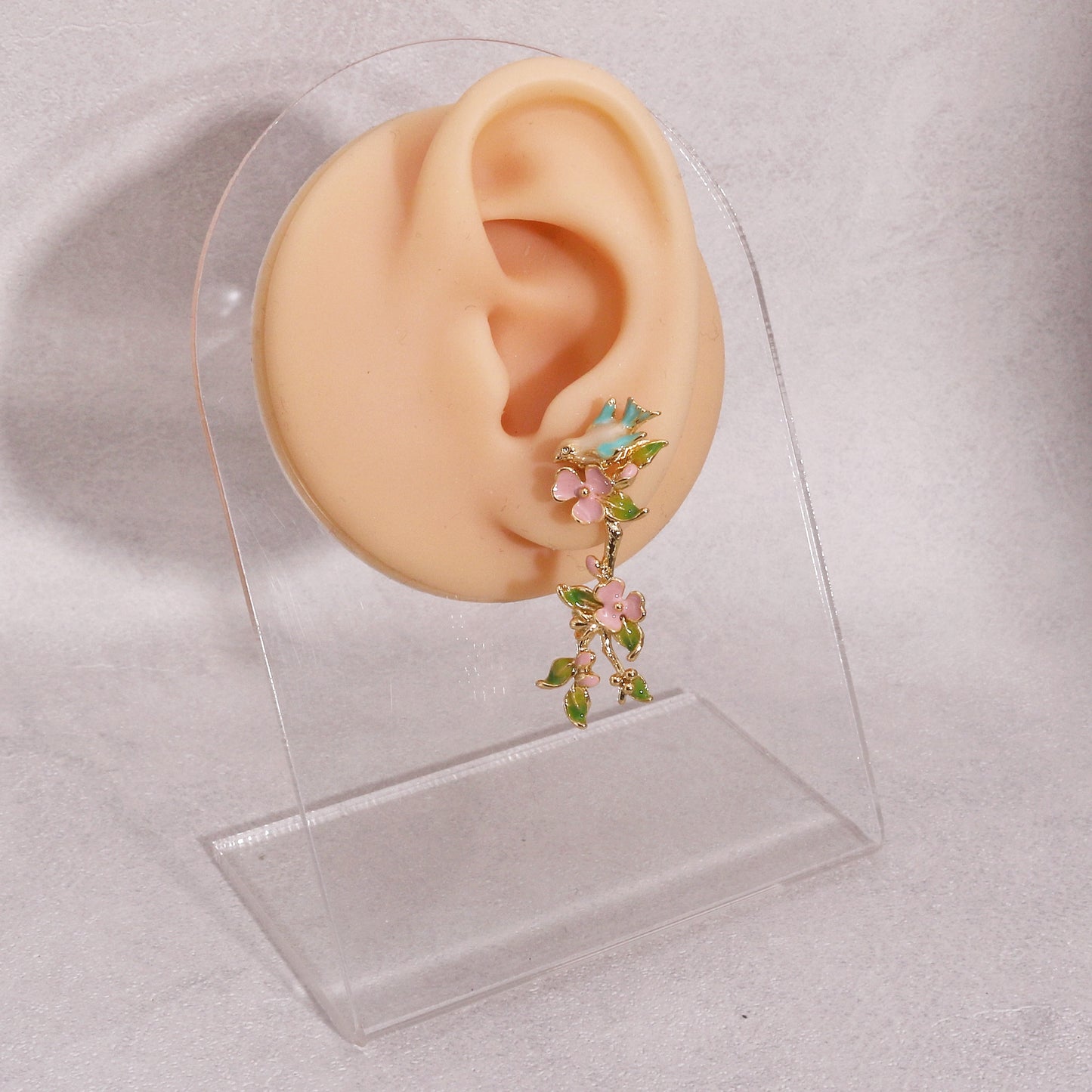 Natalie Floral Garden and Dove Unique Drop Earrings