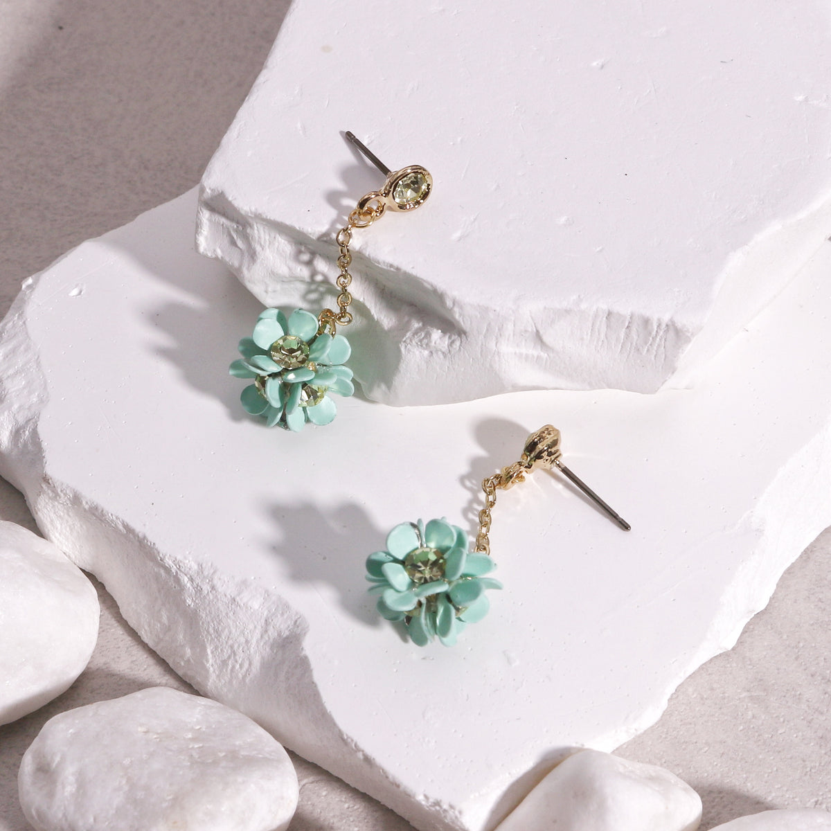 Floral Cluster Drop Dangle Earrings