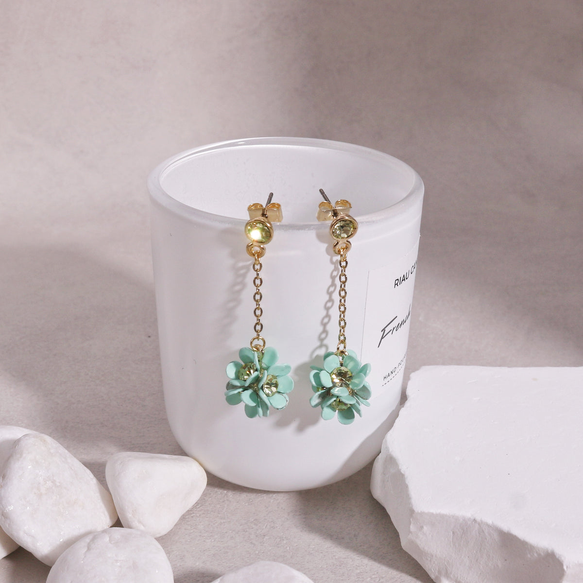 Floral Cluster Drop Dangle Earrings