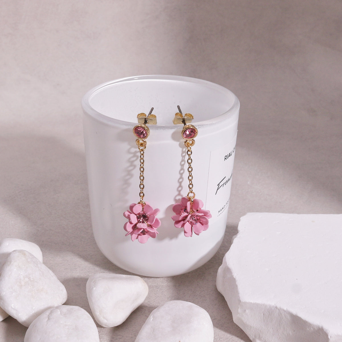 Floral Cluster Drop Dangle Earrings