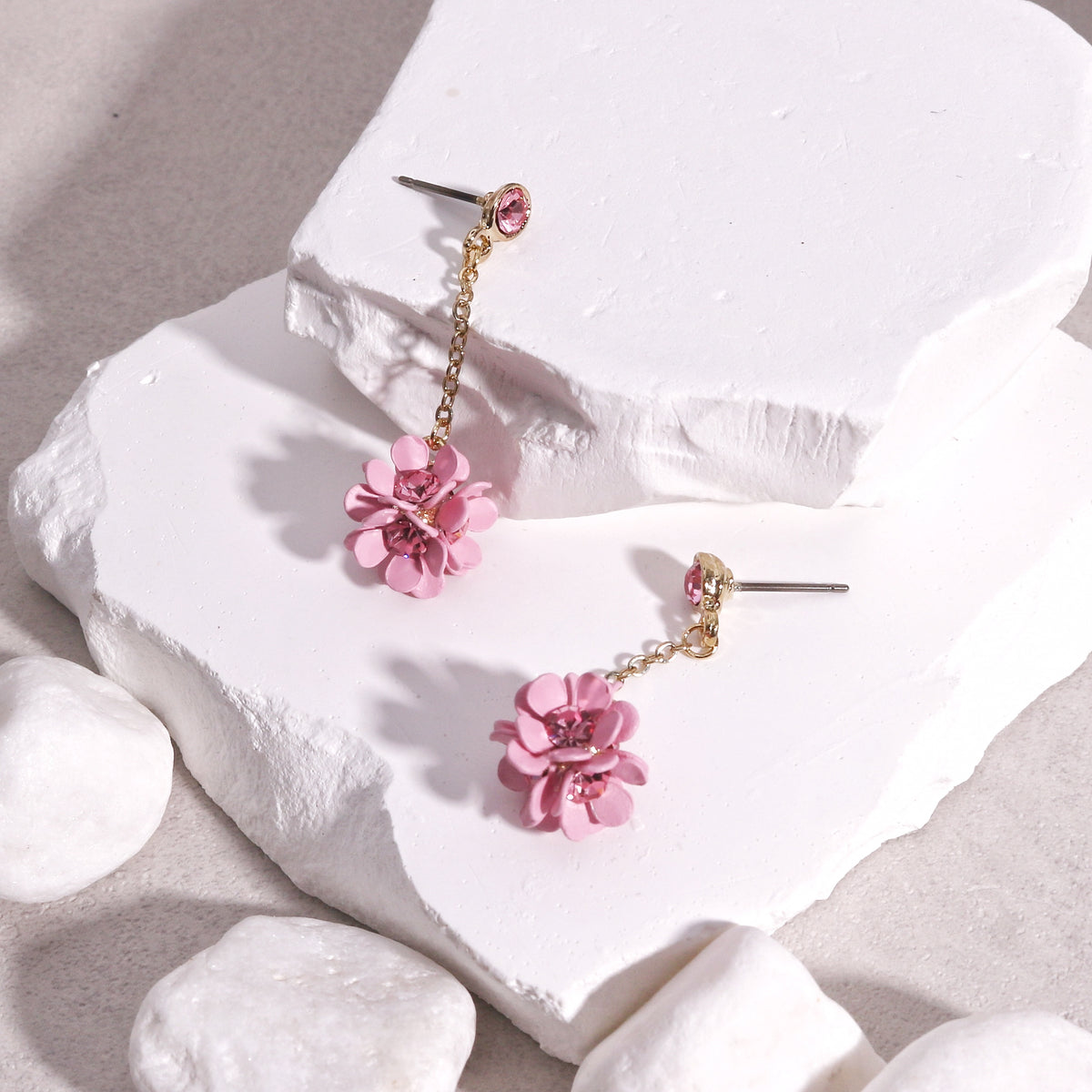 Floral Cluster Drop Dangle Earrings