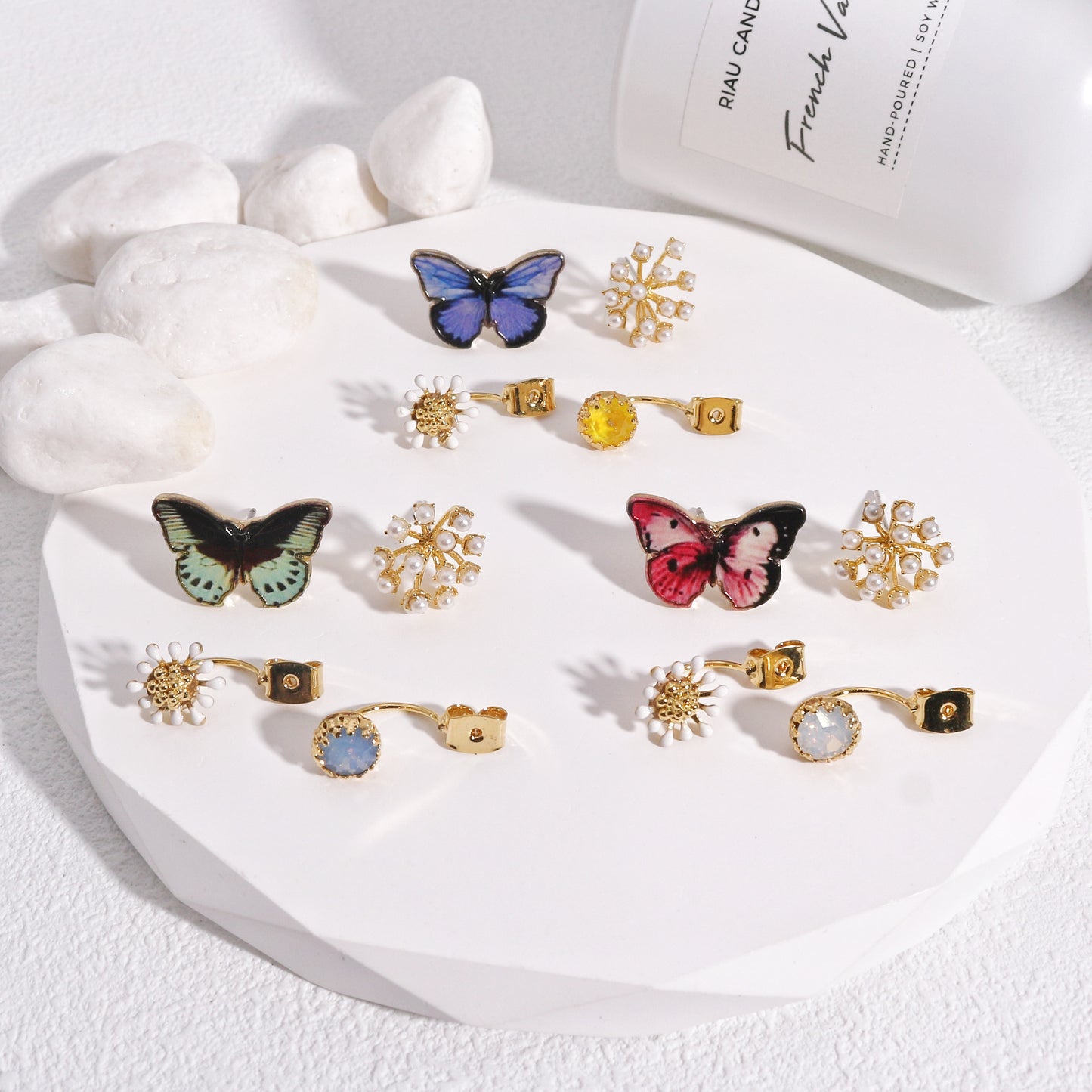 Beverly Asymmetrical Avant Garde Front Back Earrings