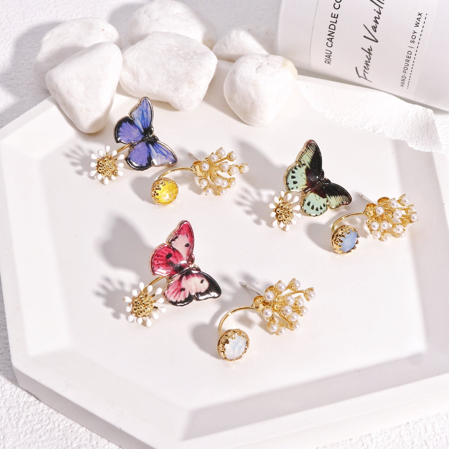 Beverly Asymmetrical Avant Garde Front Back Earrings