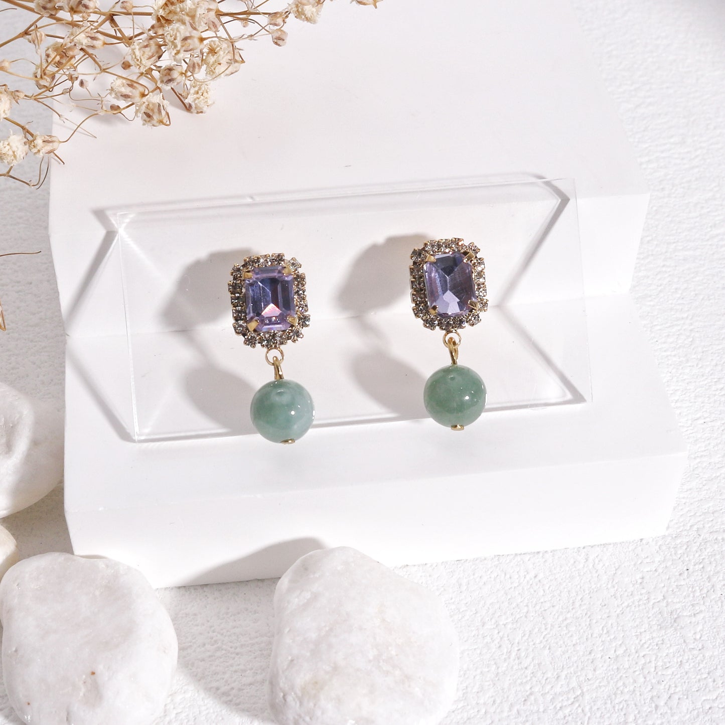 Olivia Natural Gemstone and Crystal Drop Earrings