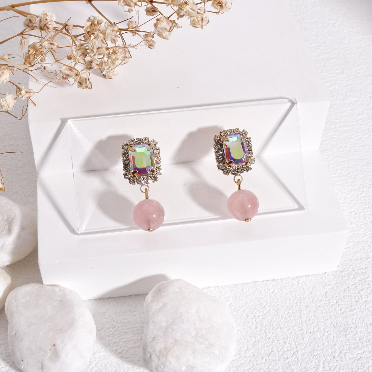 Olivia Natural Gemstone and Crystal Drop Earrings