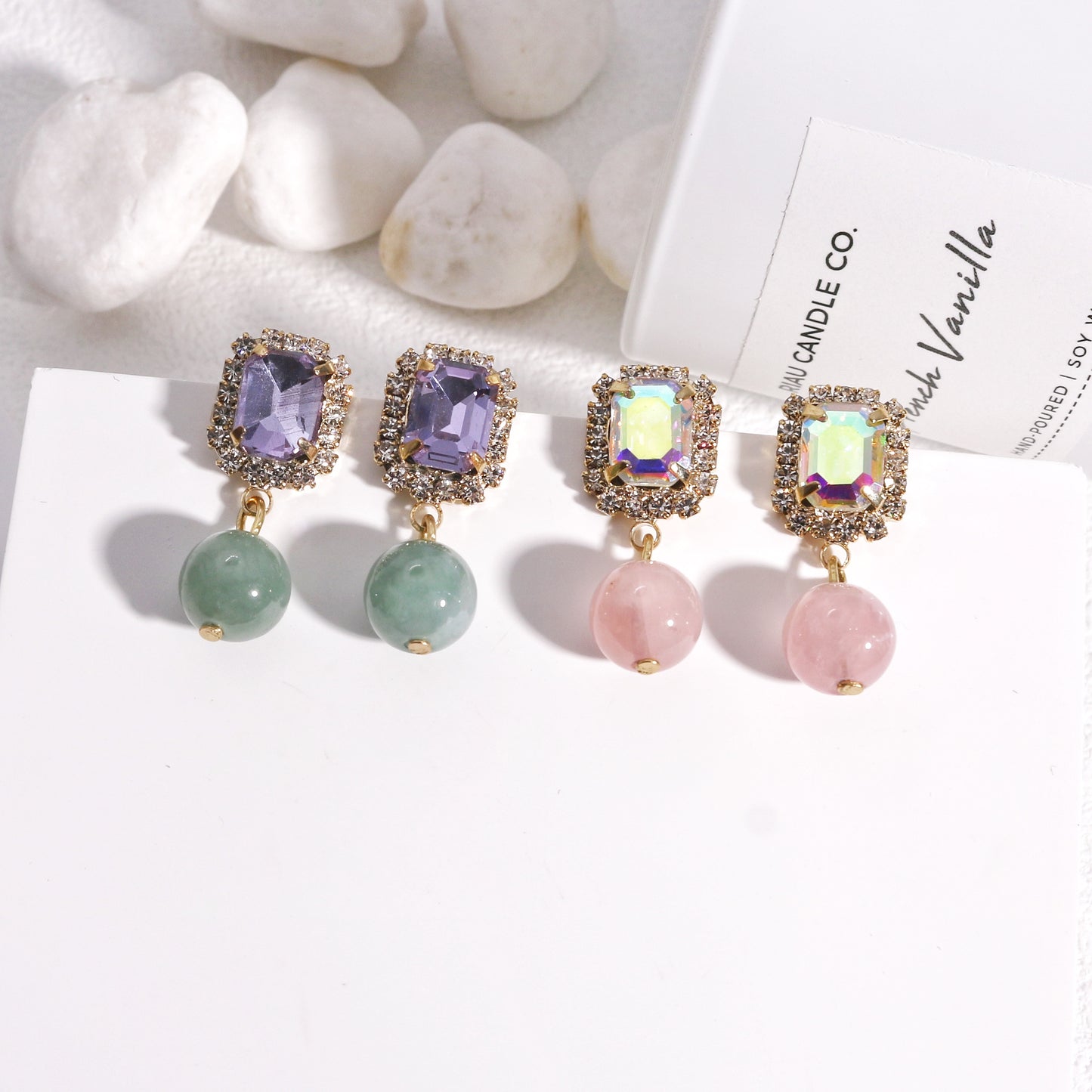 Olivia Natural Gemstone and Crystal Drop Earrings