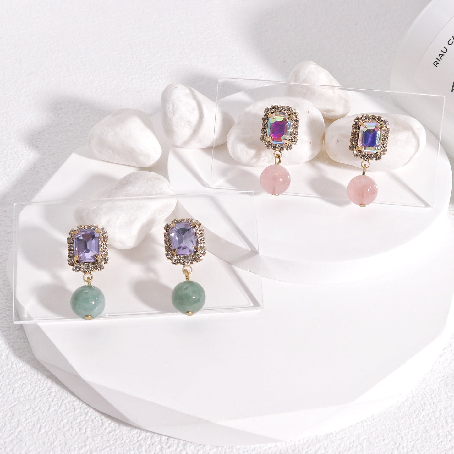 Olivia Natural Gemstone and Crystal Drop Earrings