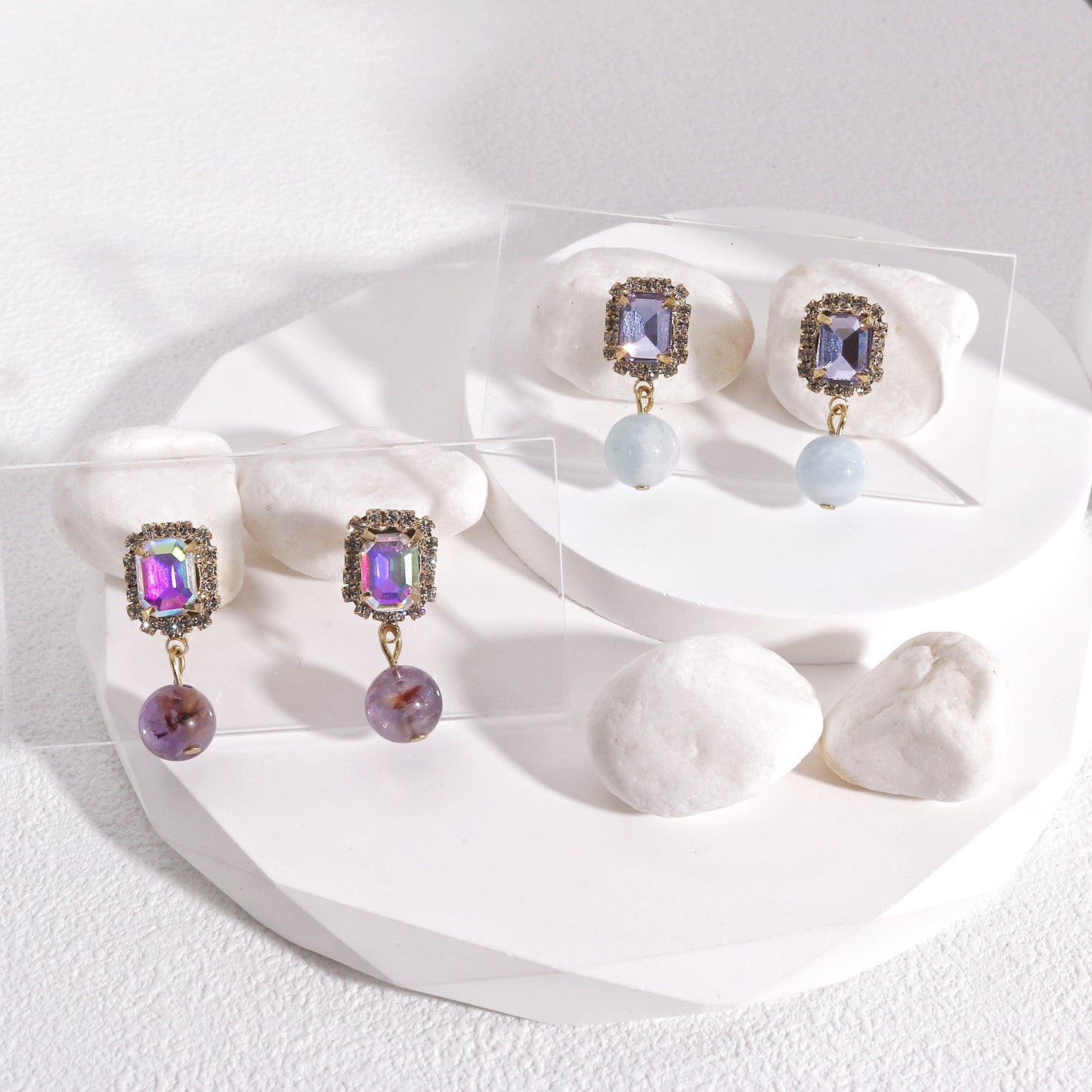 Olivia Natural Gemstone and Crystal Drop Earrings