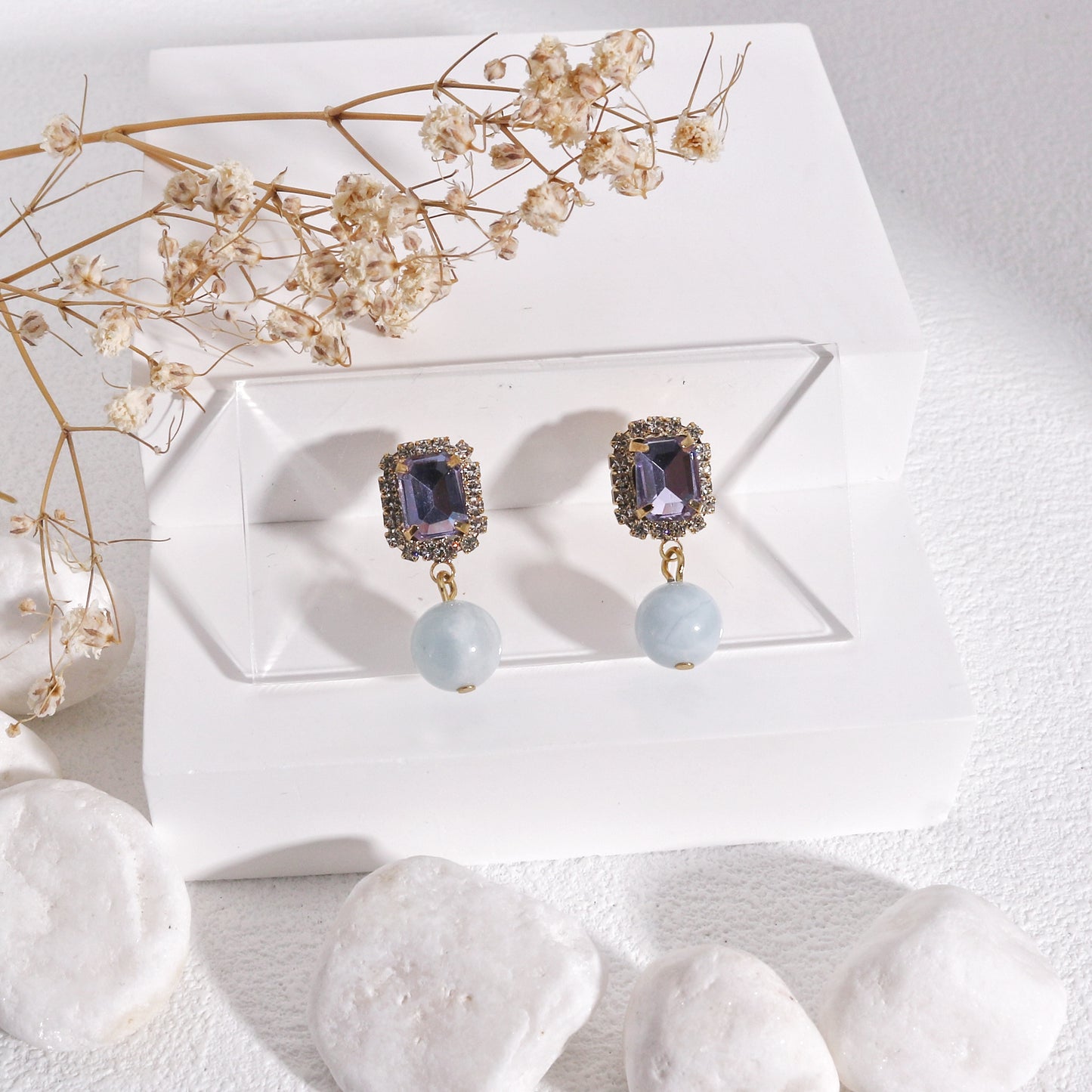 Olivia Natural Gemstone and Crystal Drop Earrings