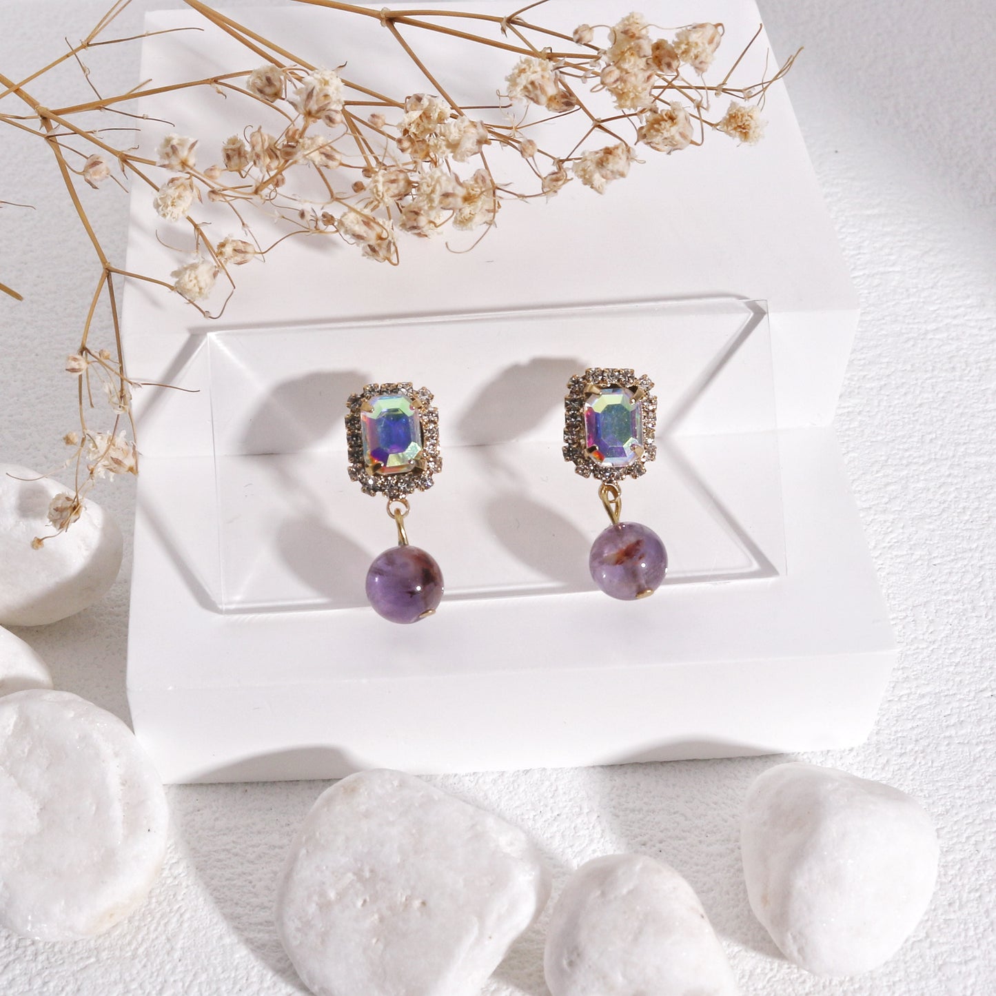 Olivia Natural Gemstone and Crystal Drop Earrings