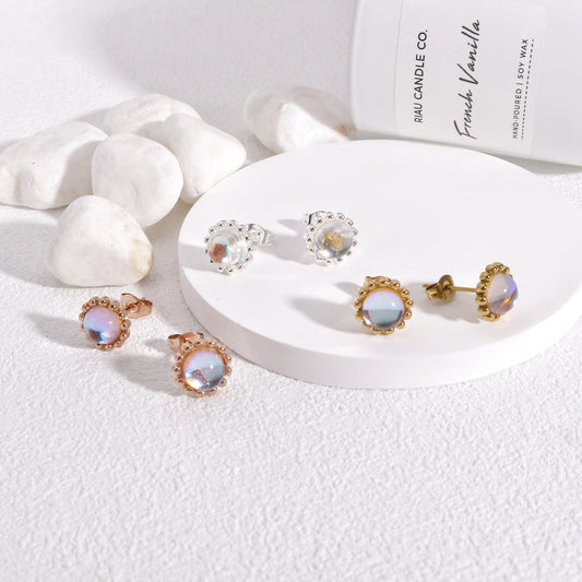 Tindra Clear Resin Steel Stud Earrings