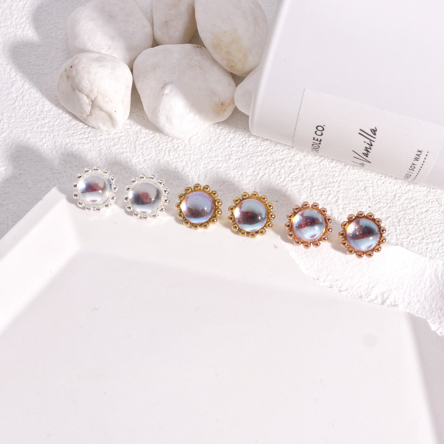 Tindra Clear Resin Steel Stud Earrings