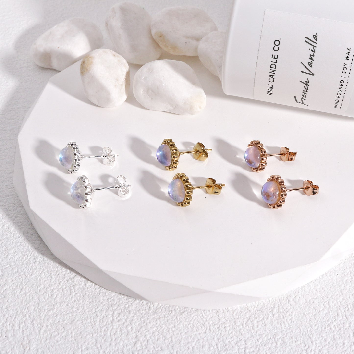 Tindra Clear Resin Steel Stud Earrings