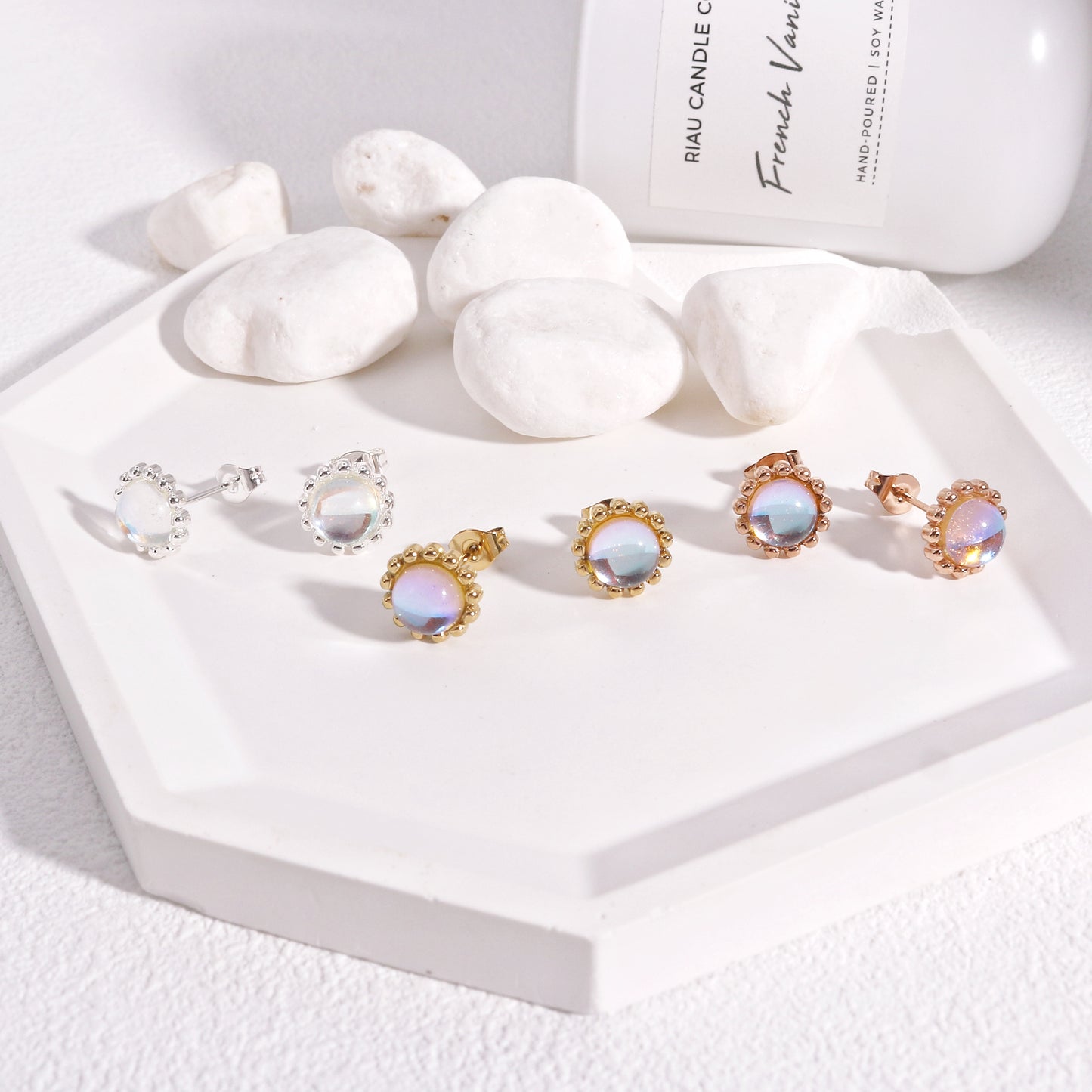 Tindra Clear Resin Steel Stud Earrings