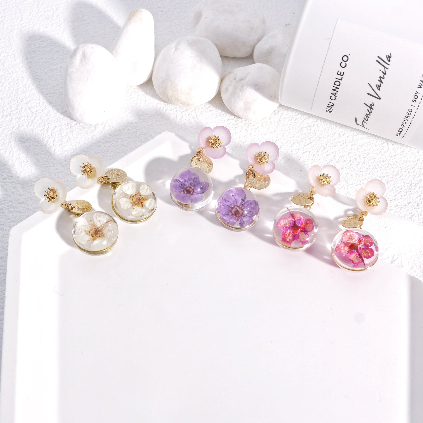 Tahlia Handmade Resin Fresh Flower Drop Earrings