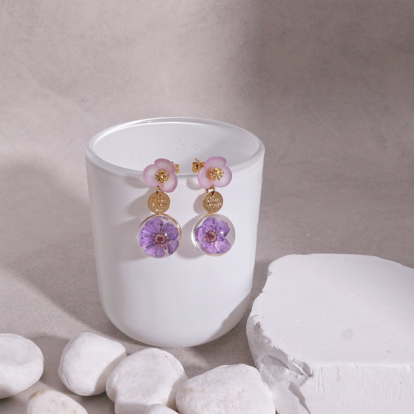 Tahlia Handmade Resin Fresh Flower Drop Earrings