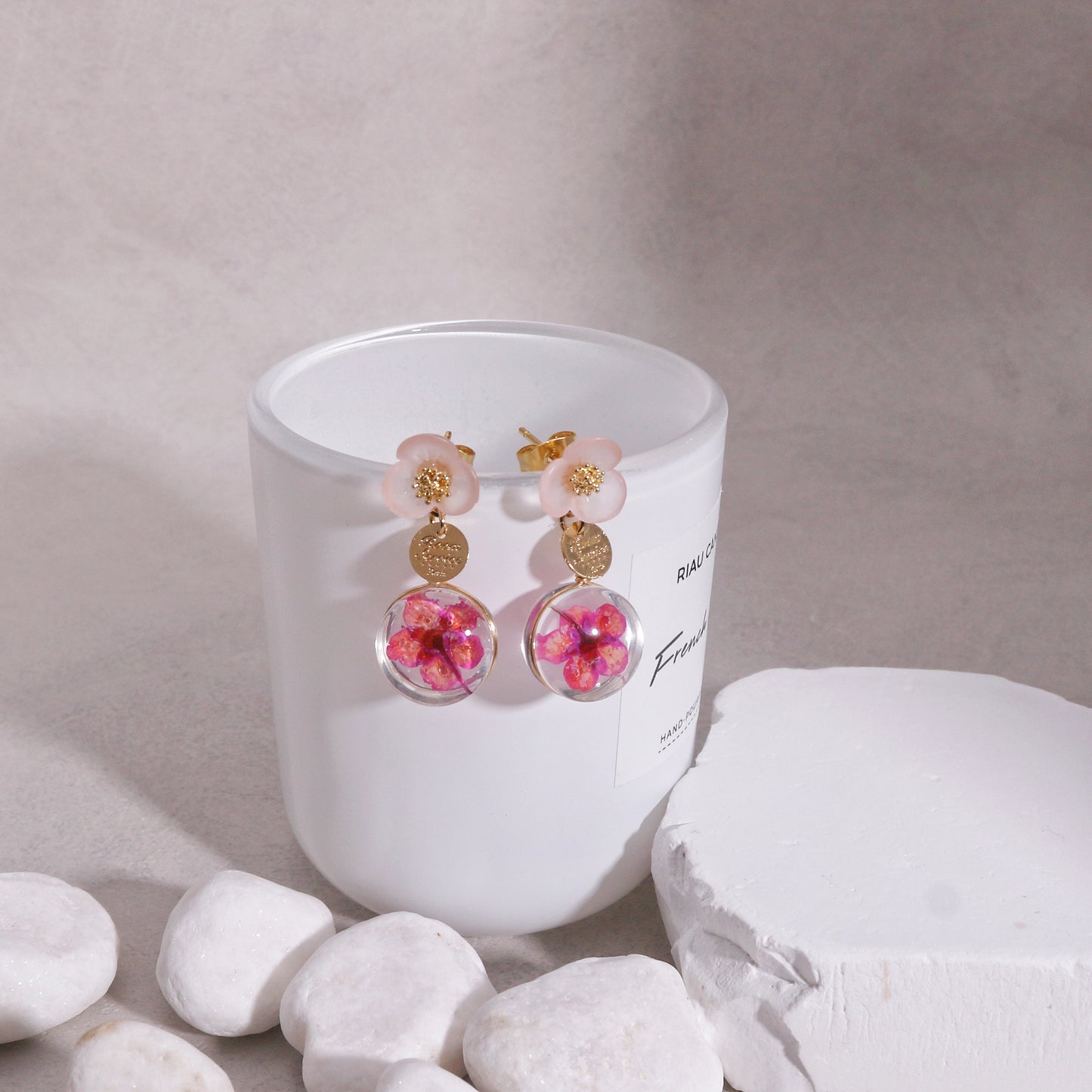 Tahlia Handmade Resin Fresh Flower Drop Earrings
