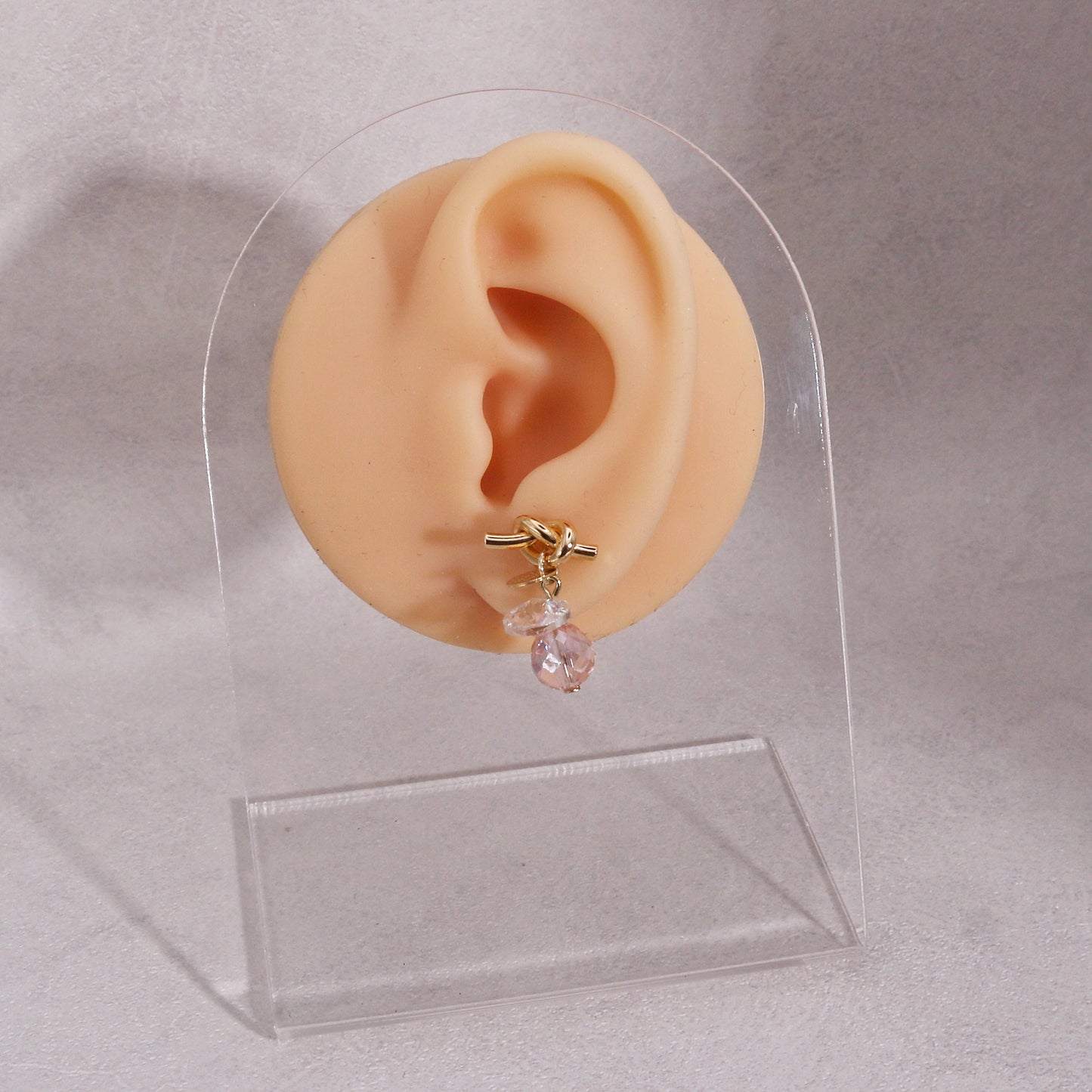 Faceted Crystal and Knot Short Dangle Earrings