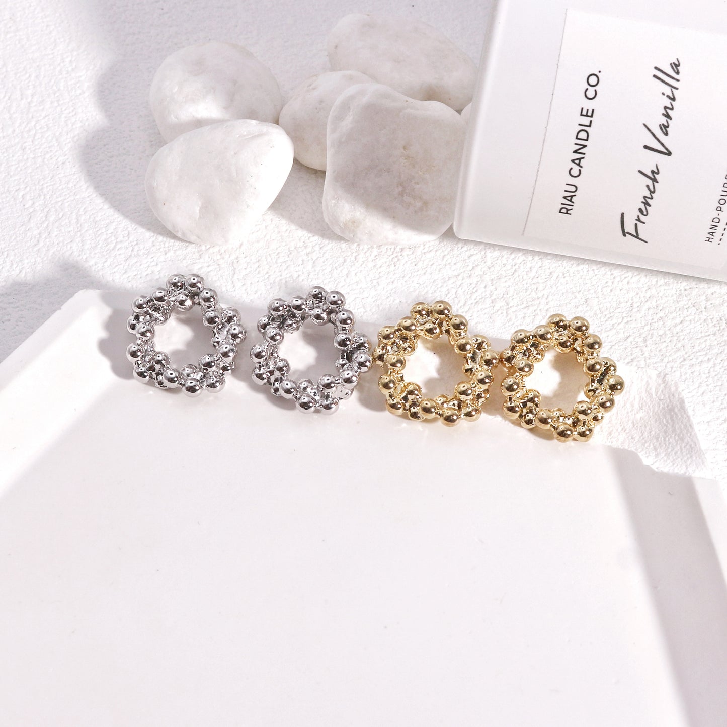 Lily Beaded Wreath Bubble Stud Earrings