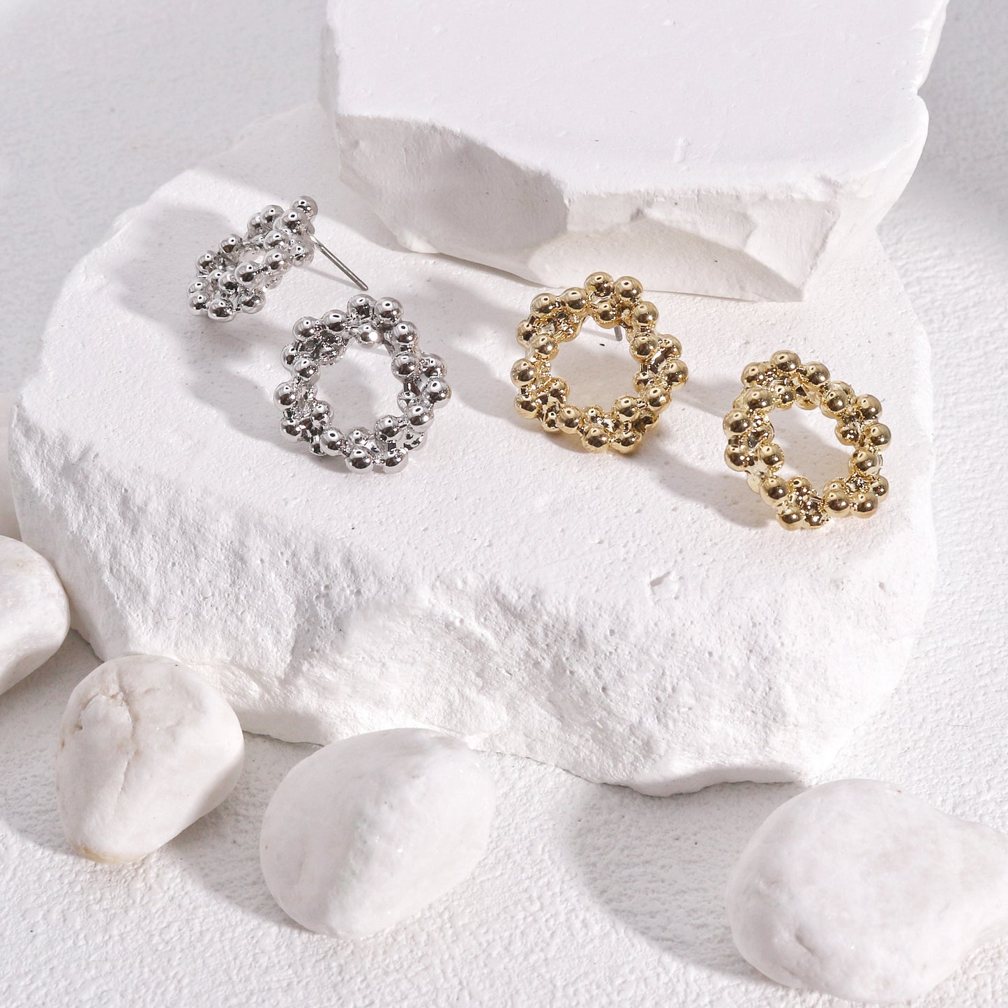 Lily Beaded Wreath Bubble Stud Earrings