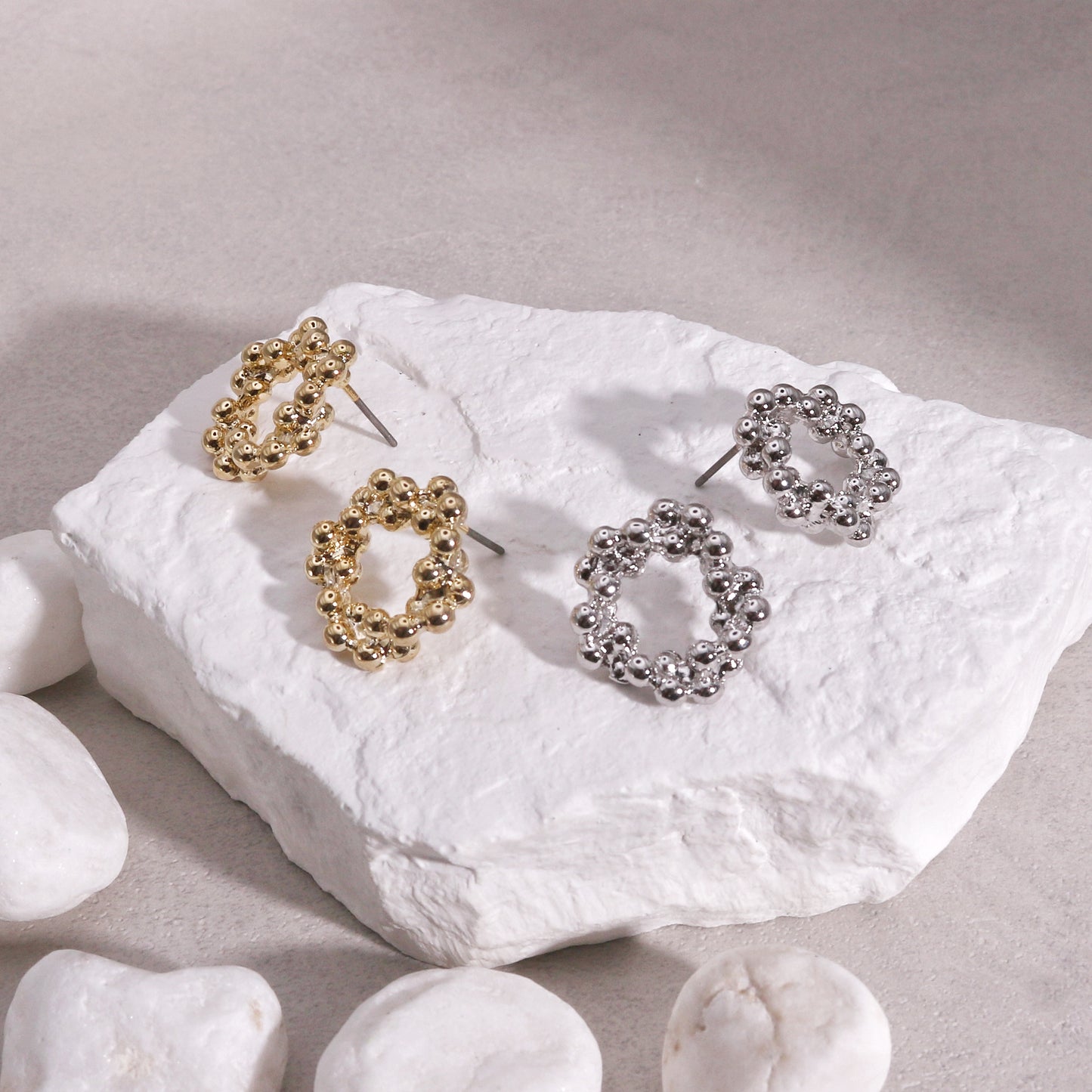 Lily Beaded Wreath Bubble Stud Earrings