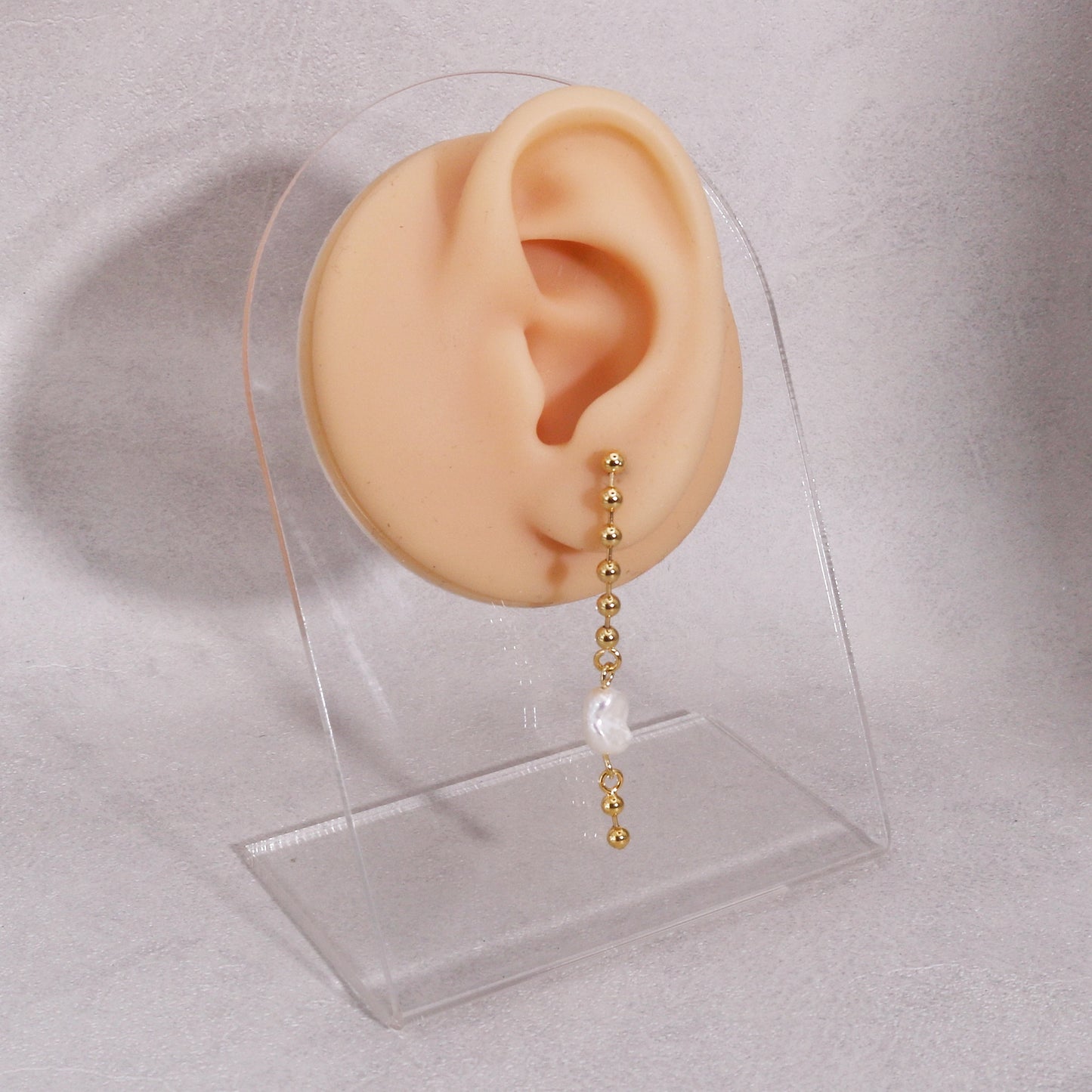 Kyla Asymmetric Bead Chain and Pearl Drop Earrings