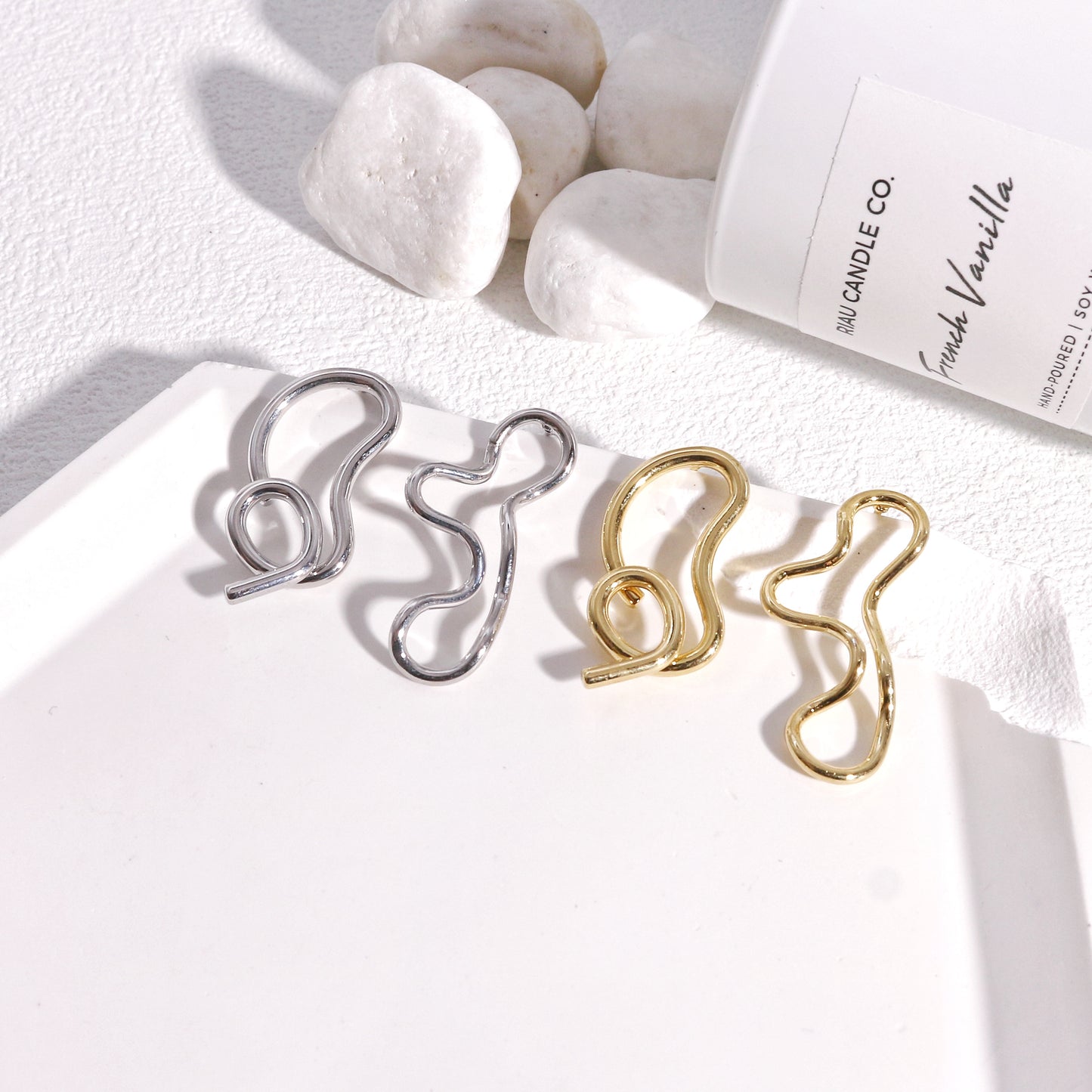 Asymmetric Minimalist Metallic Art Drop Earrings