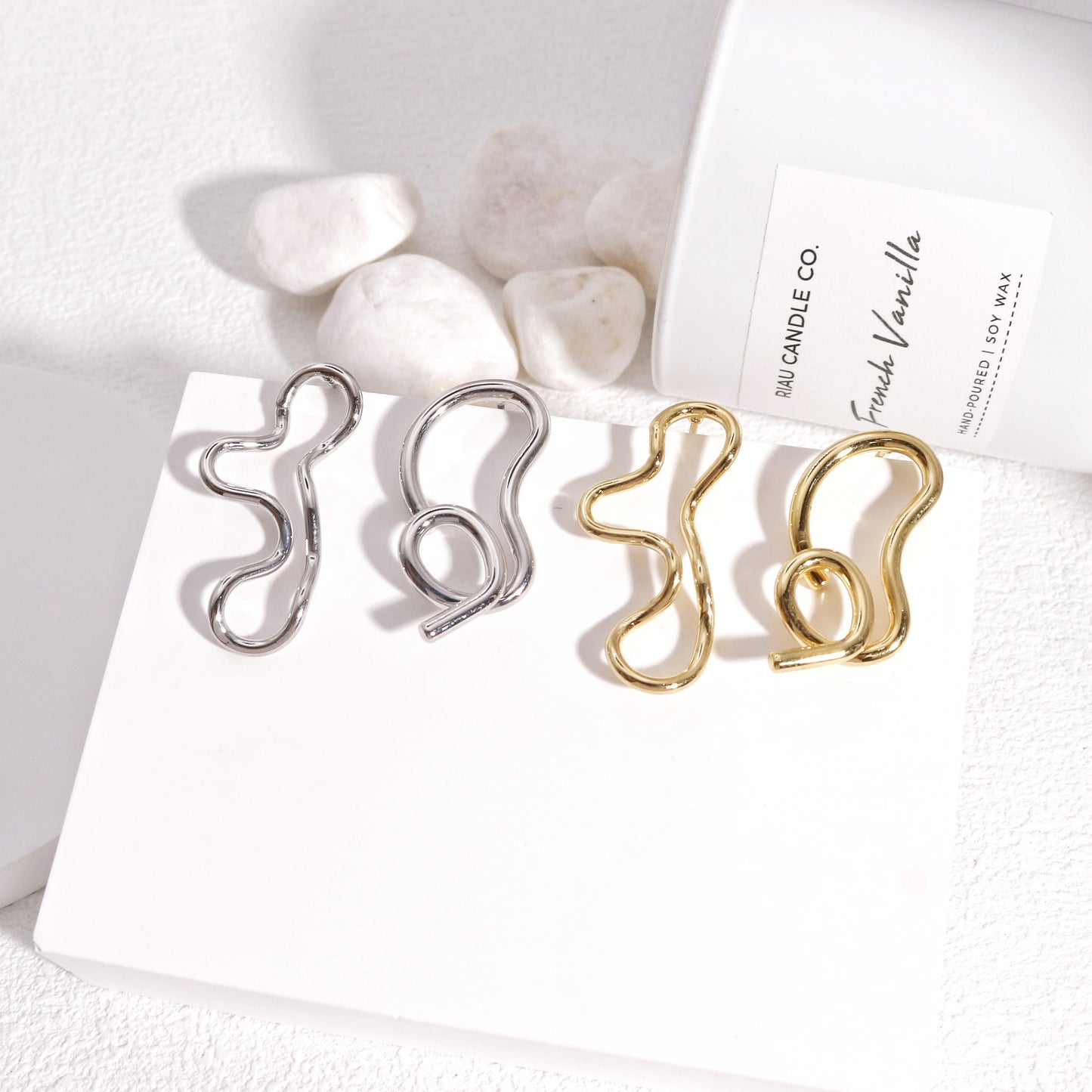 Asymmetric Minimalist Metallic Art Drop Earrings