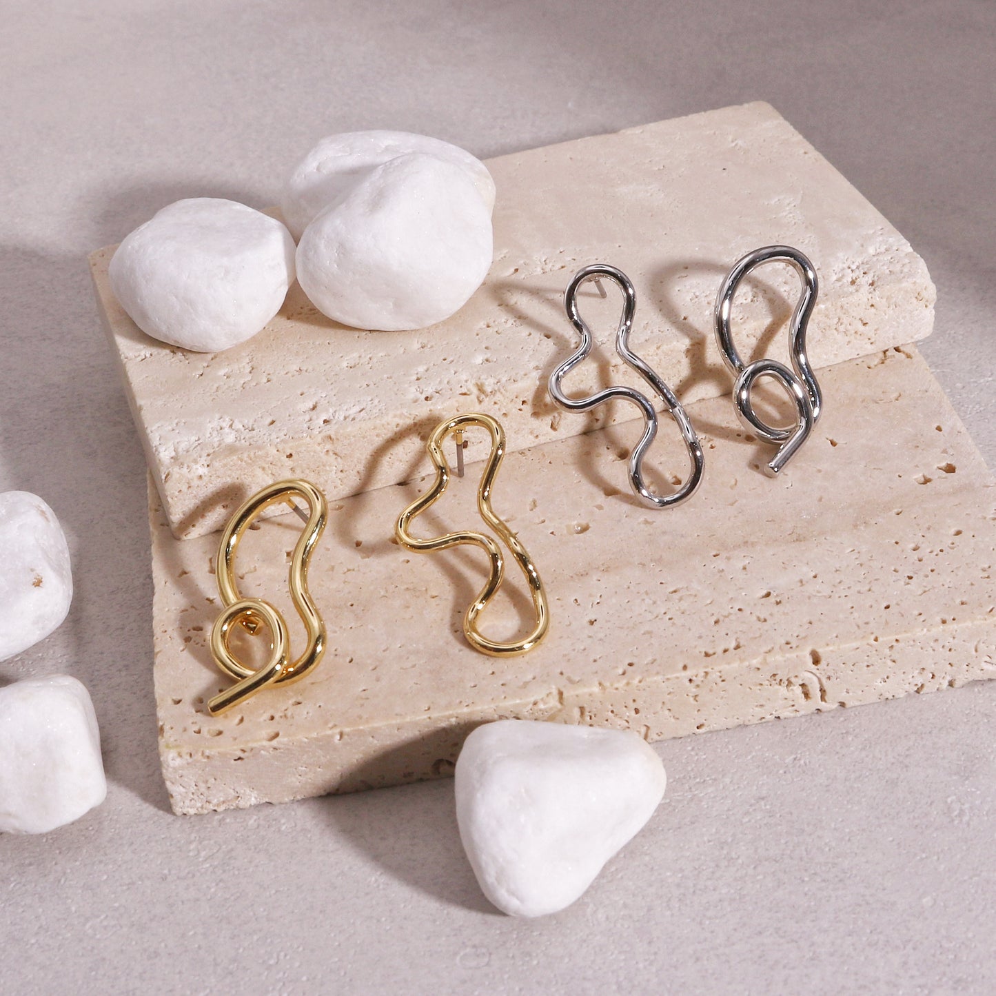 Asymmetric Minimalist Metallic Art Drop Earrings