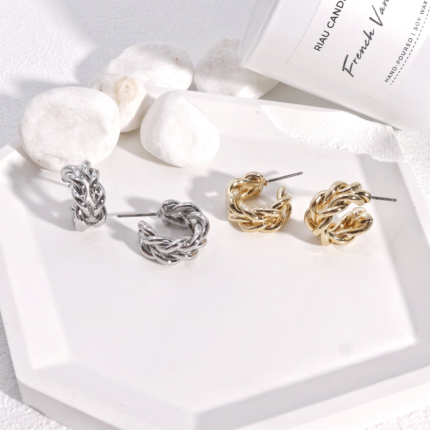 Kyla Classic Inter-Linked Metallic Hoop Earrings