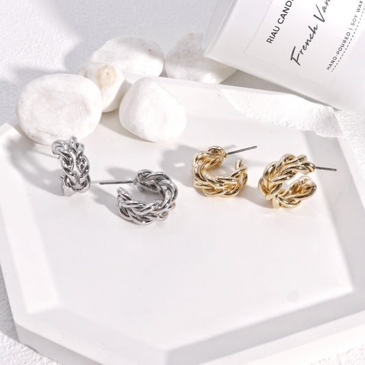 Kyla Classic Inter-Linked Metallic Hoop Earrings