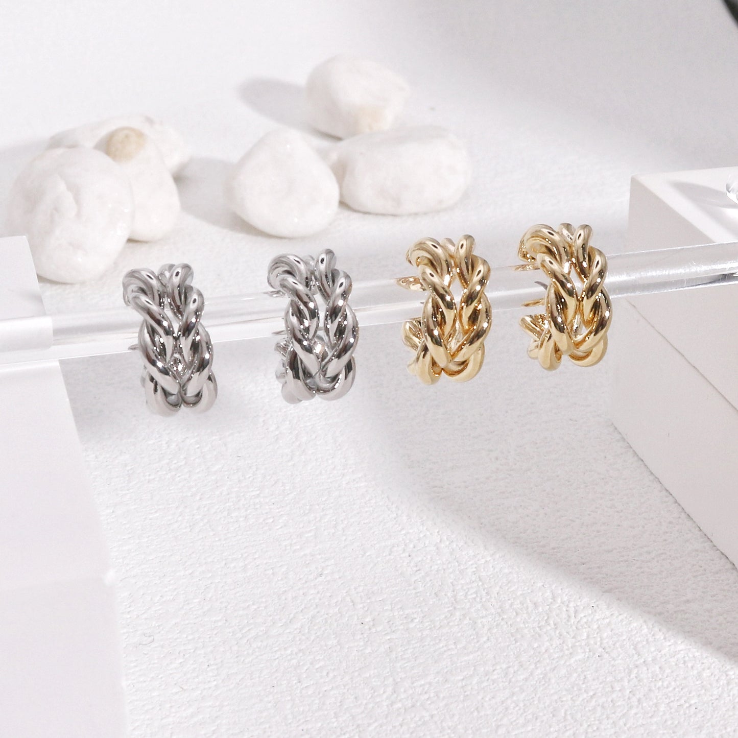 Kyla Classic Inter-Linked Metallic Hoop Earrings