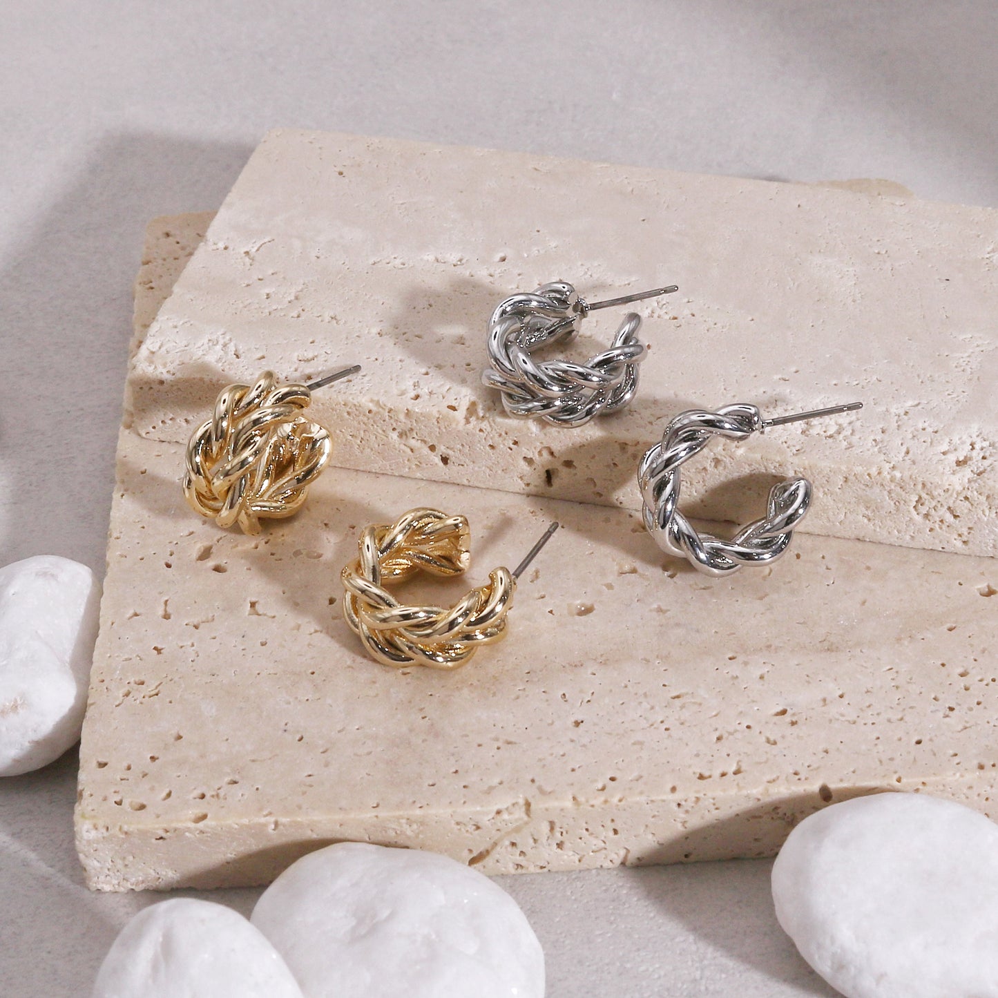 Kyla Classic Inter-Linked Metallic Hoop Earrings