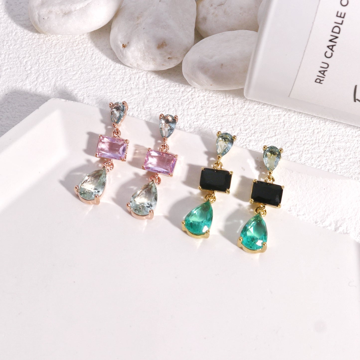 Tiffany Delicate Colored CZ Drop Earrings