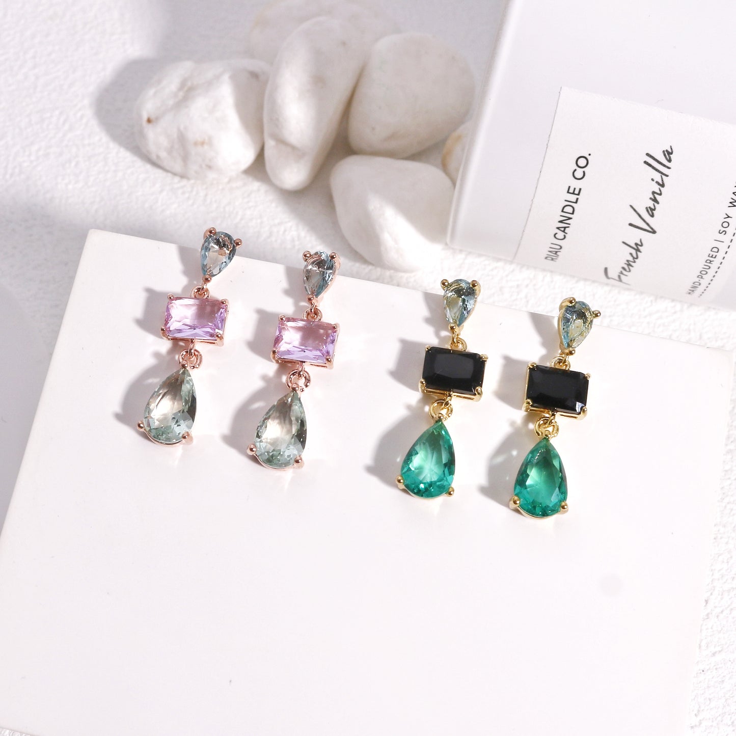 Tiffany Delicate Colored CZ Drop Earrings