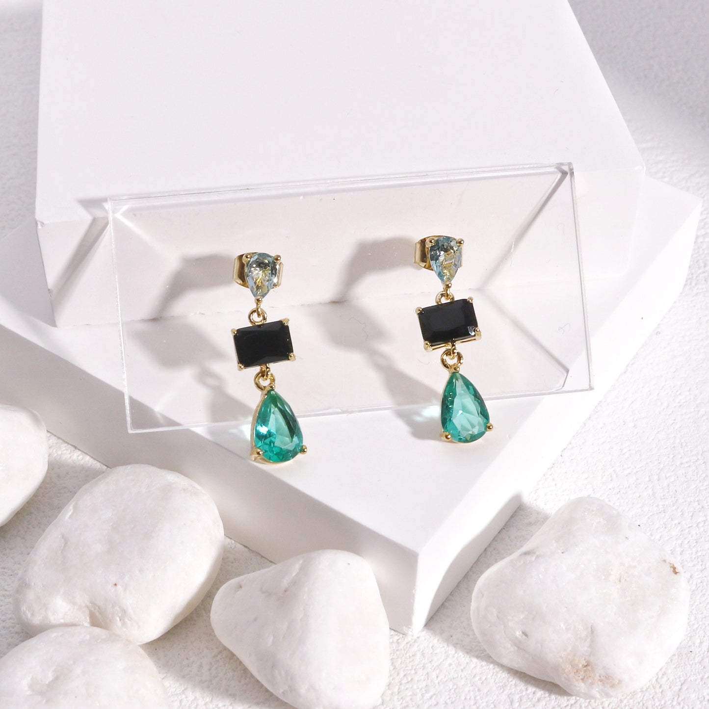 Tiffany Delicate Colored CZ Drop Earrings