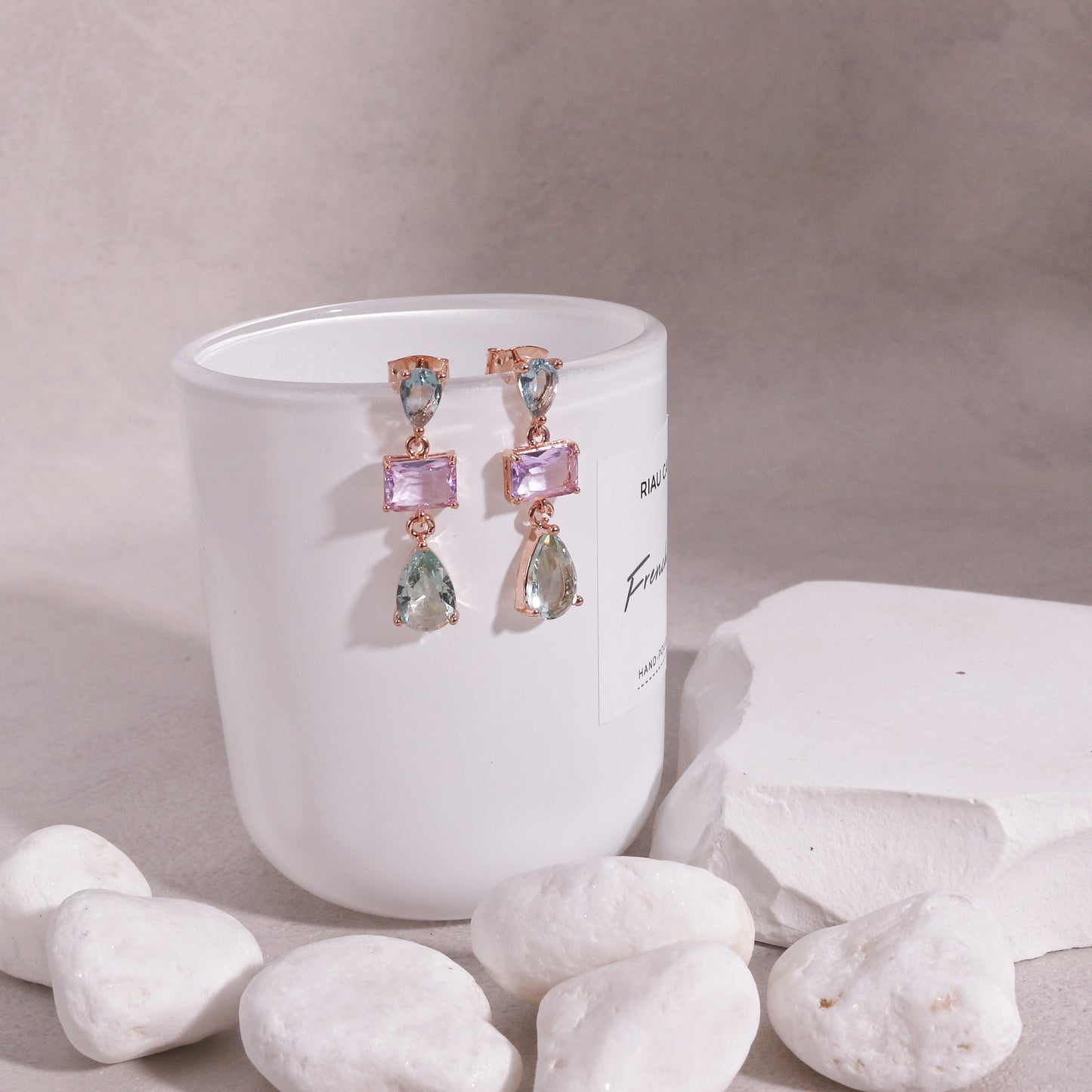 Tiffany Delicate Colored CZ Drop Earrings