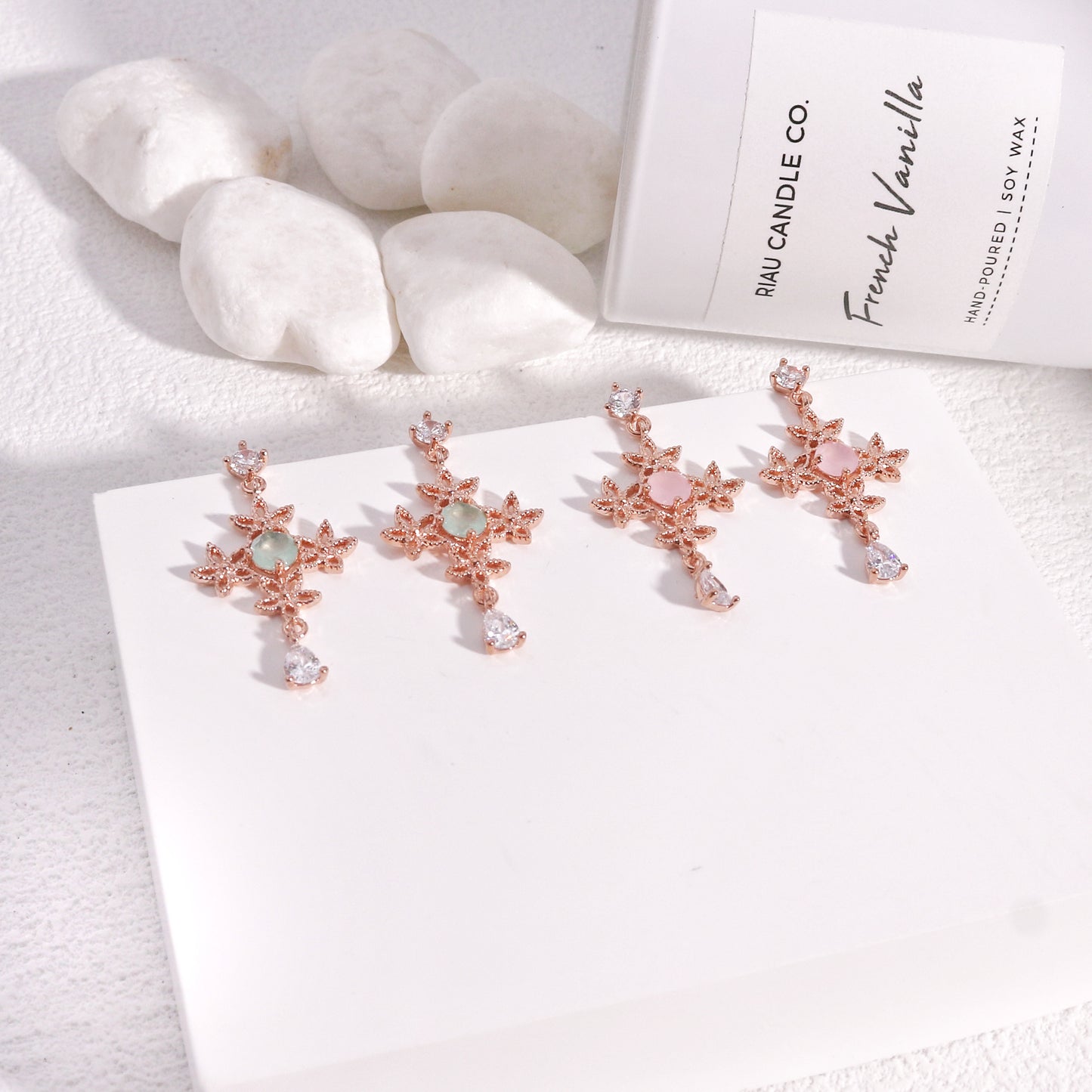 Victorian Styled Filigree Crystal Drop Earrings