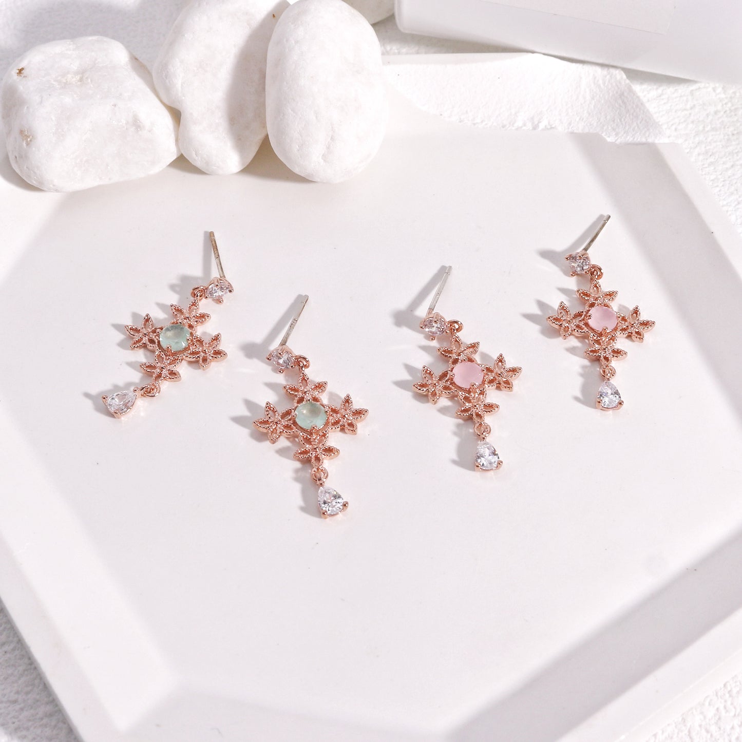 Victorian Styled Filigree Crystal Drop Earrings